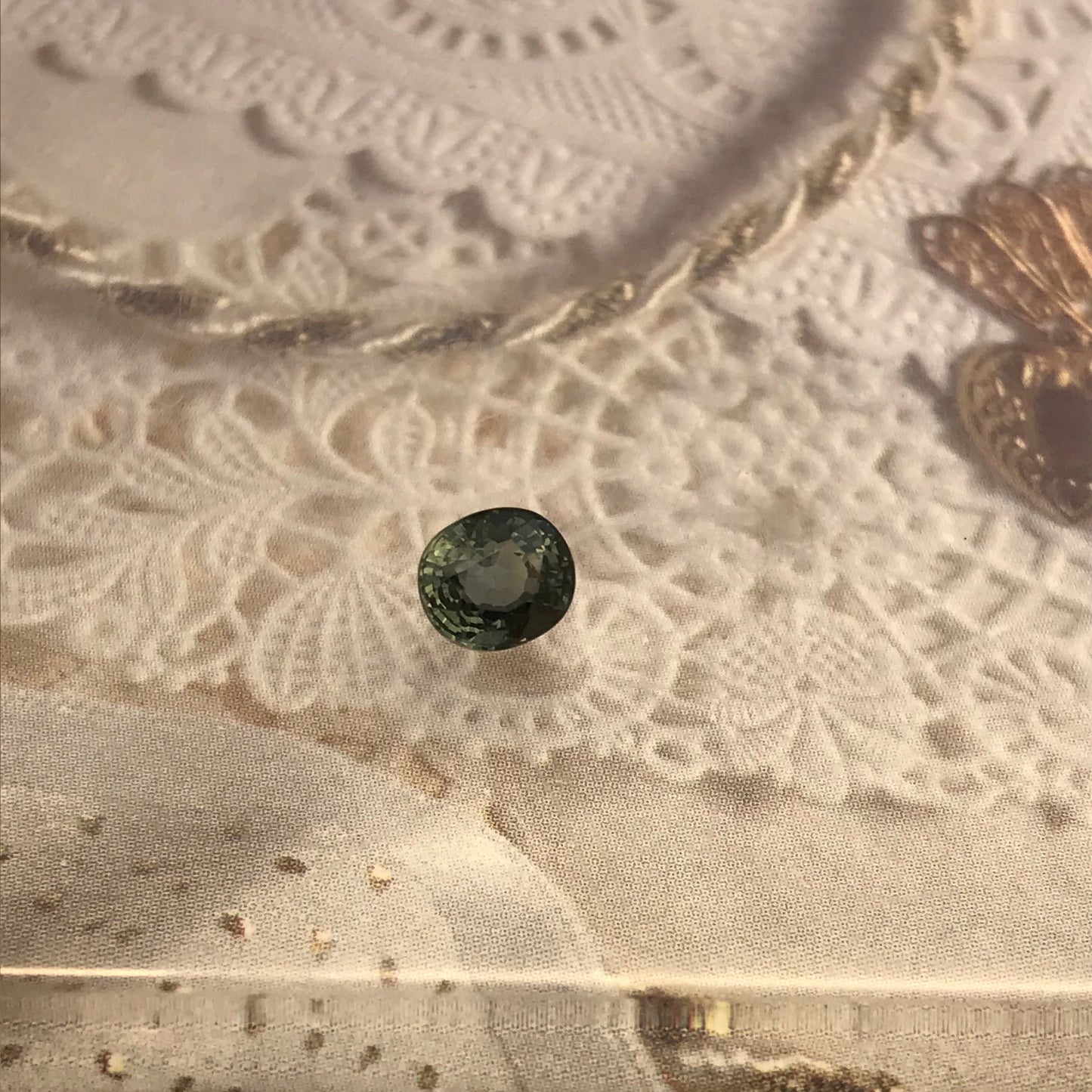 1.10 carat Natural Green Sapphire 5.7x5mm Oval Cut Faceted Loose Bluish Green Sapphire