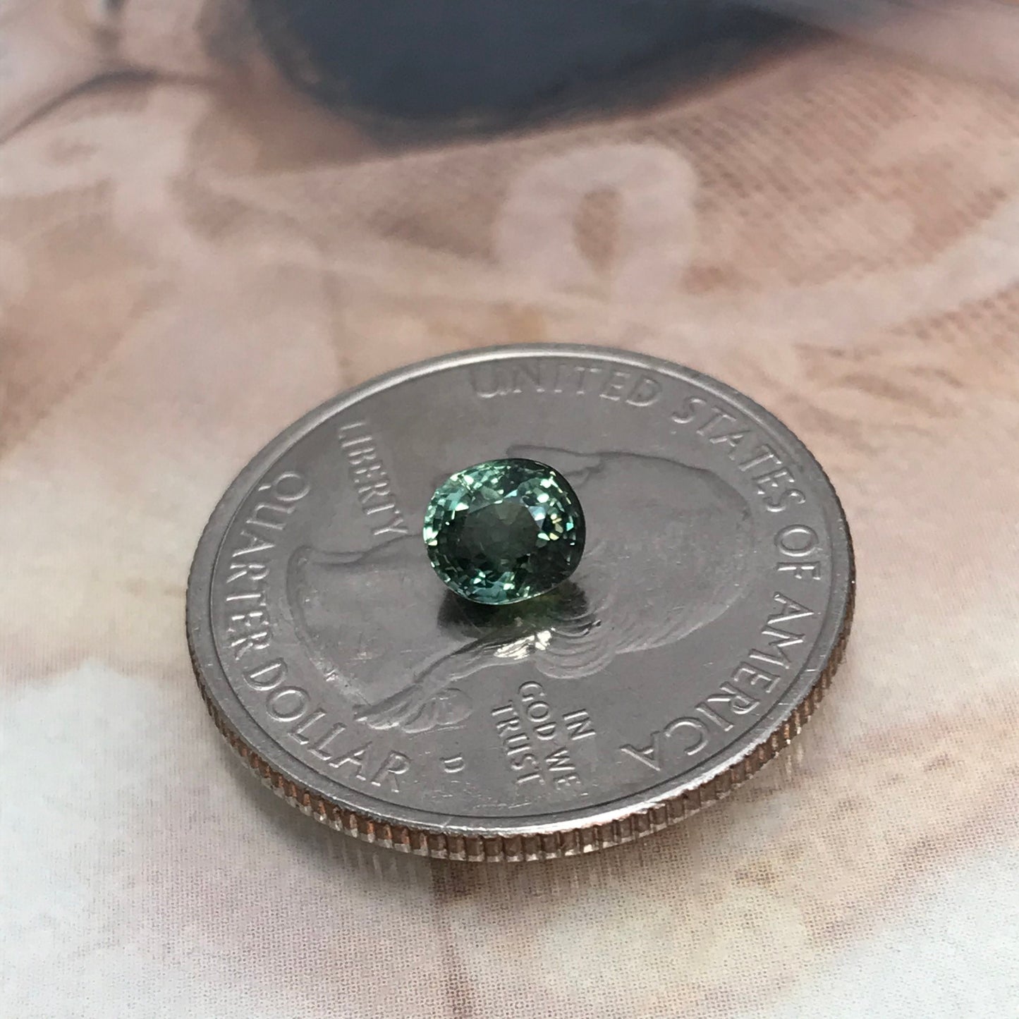 1.10 carat Natural Green Sapphire 5.7x5mm Oval Cut Faceted Loose Bluish Green Sapphire