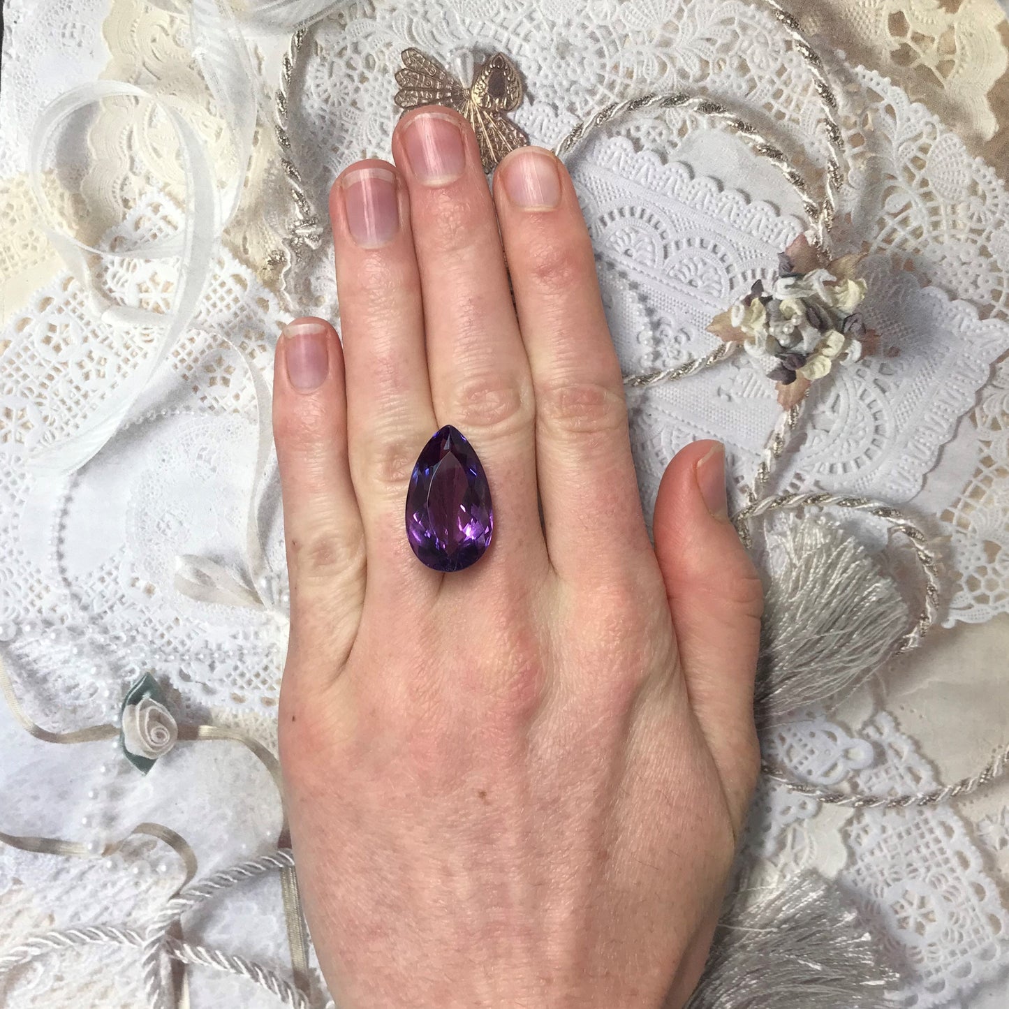 23.8 Carat Purple Amethyst 24.8x14.5mm Loose Gem Gemstone Faceted Unmounted February Birthstone Large ct Quartz