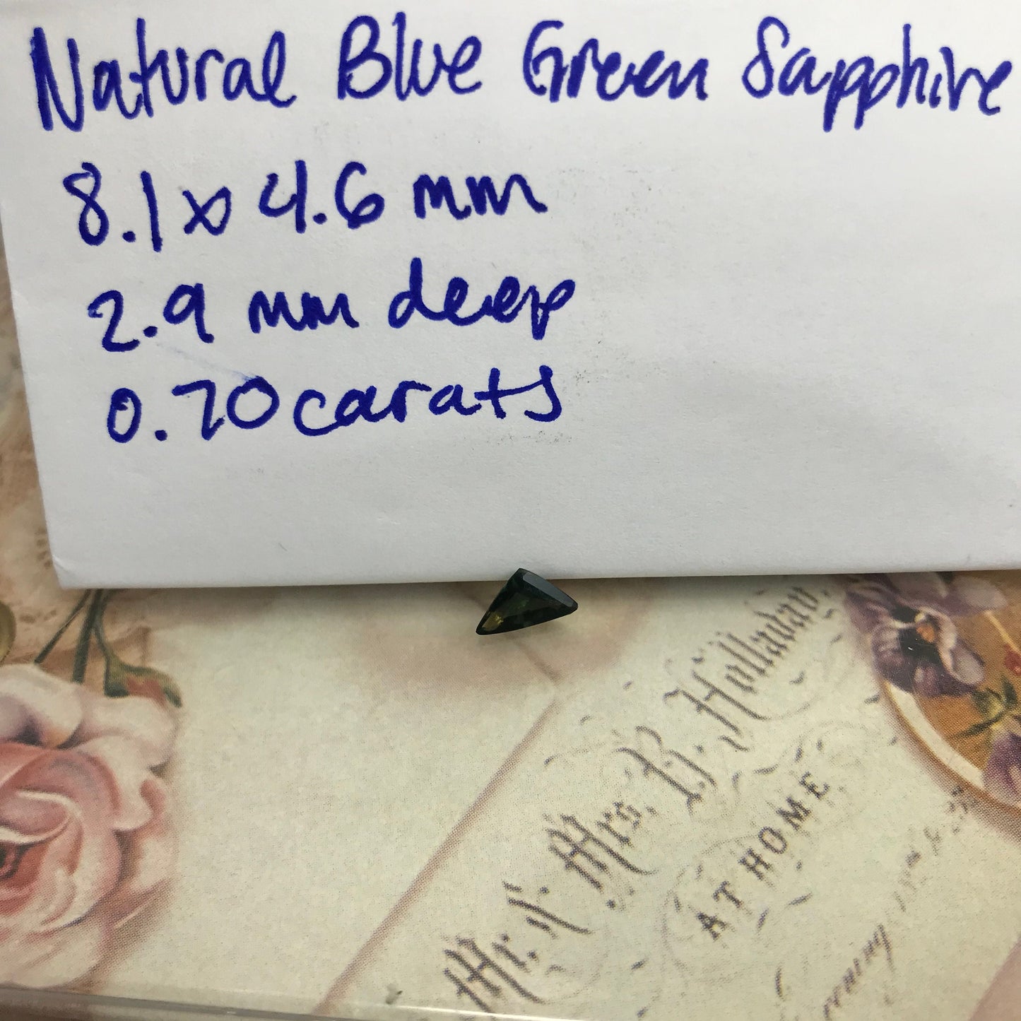 0.70 Carat Natural Sapphire 8x4.5mm - Green Blue Gemstone - Trillion Cut Corundum Gem Faceted Loose Unmounted