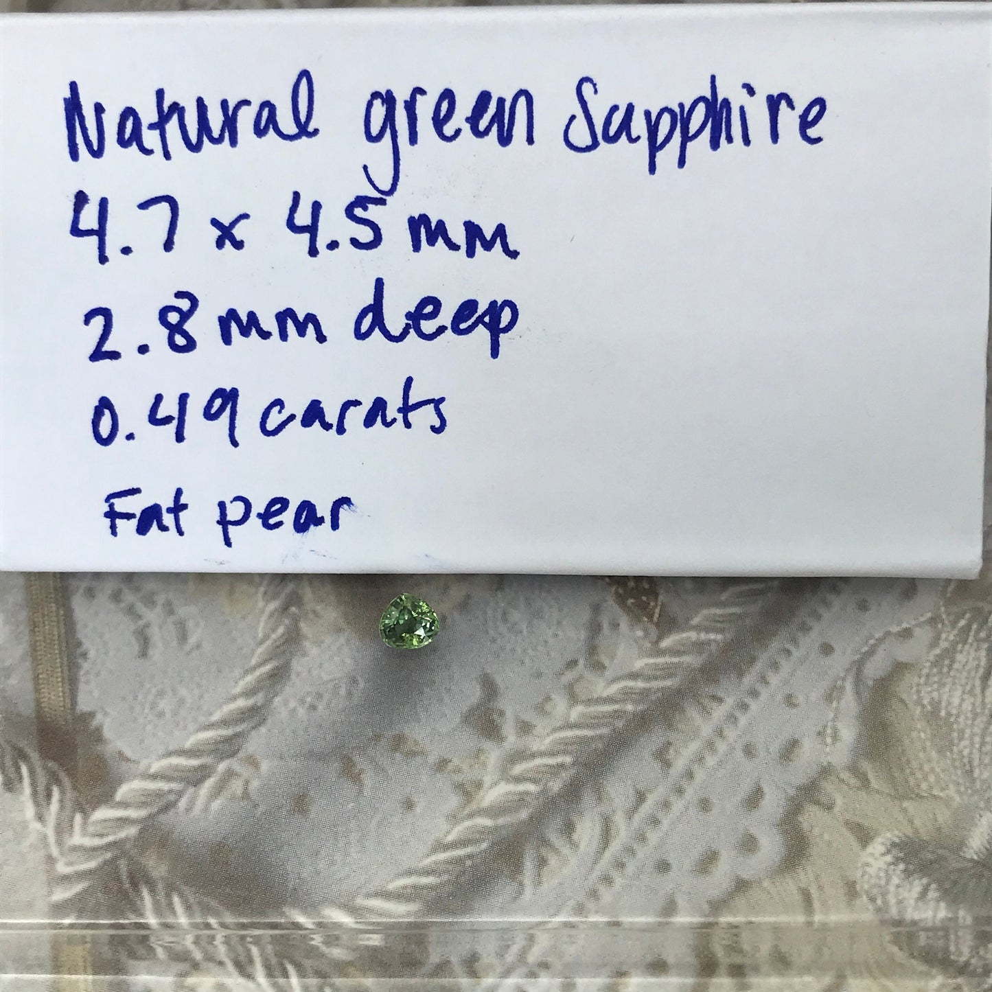 0.50 carat Natural Sapphire 4.7x4.5mm Fat Pear Cut Green Corundum Faceted Loose Unmounted Gemstone Earth Mined Genuine Stone