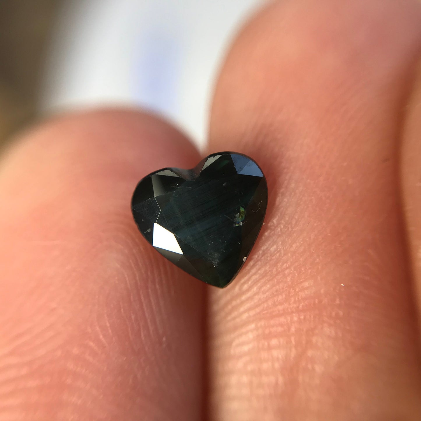 6mm Heart Sapphire Natural Dark Green -1.26 Carat- Faceted Loose Gem