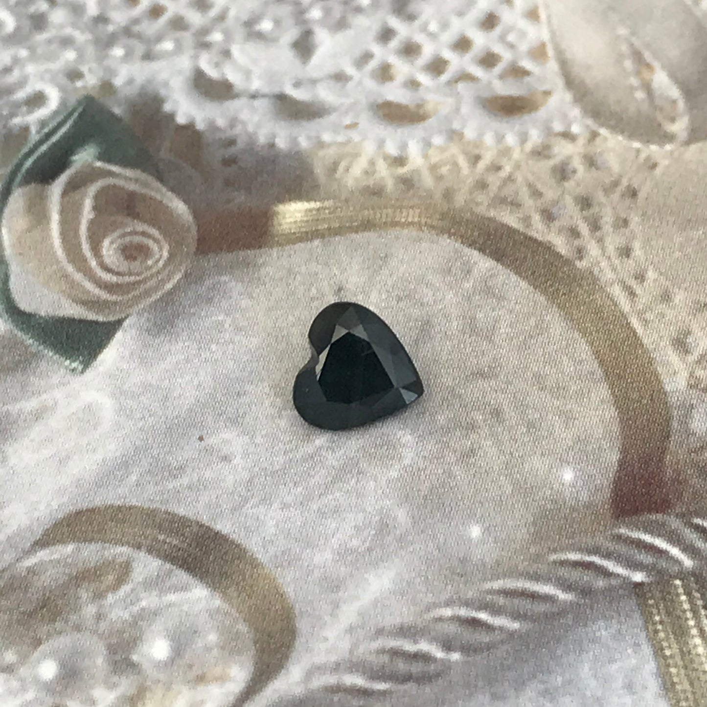 6mm Heart Sapphire Natural Dark Green -1.26 Carat- Faceted Loose Gem