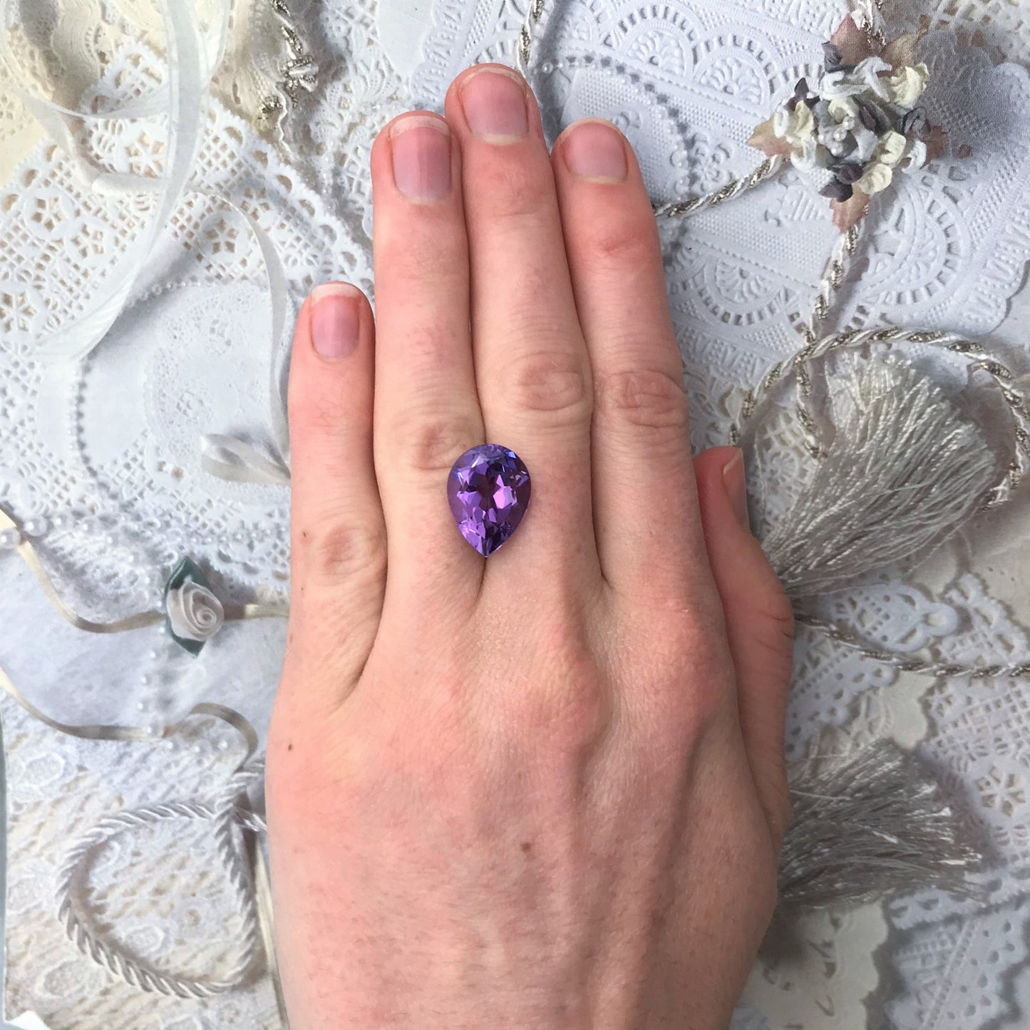 16x12mm Purple Amethyst 8 carat, Pear Faceted Gem Loose Gemstone