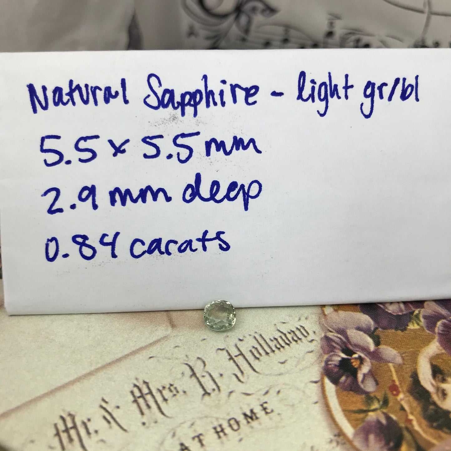 0.84 carat Natural Light Green Sapphire 5.5mm Cushion Cut, Loose Gem Unmounted Gemstone Faceted Stone Bluish Green Sapphire