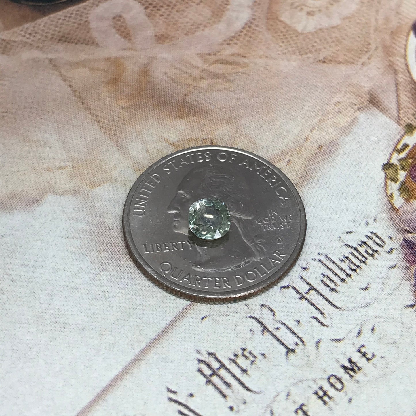 0.84 carat Natural Light Green Sapphire 5.5mm Cushion Cut, Loose Gem Unmounted Gemstone Faceted Stone Bluish Green Sapphire