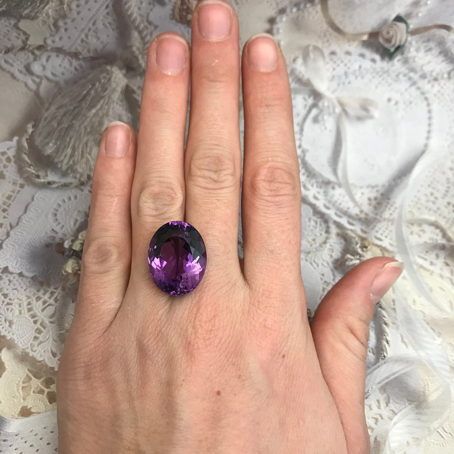 24.5 Carat Purple Amethyst 20.5x16mm Oval, Nice Cut Loose Gem Reclaimed/Recycled Gemstone Faceted For Gold Jewelry February Birthstone Large