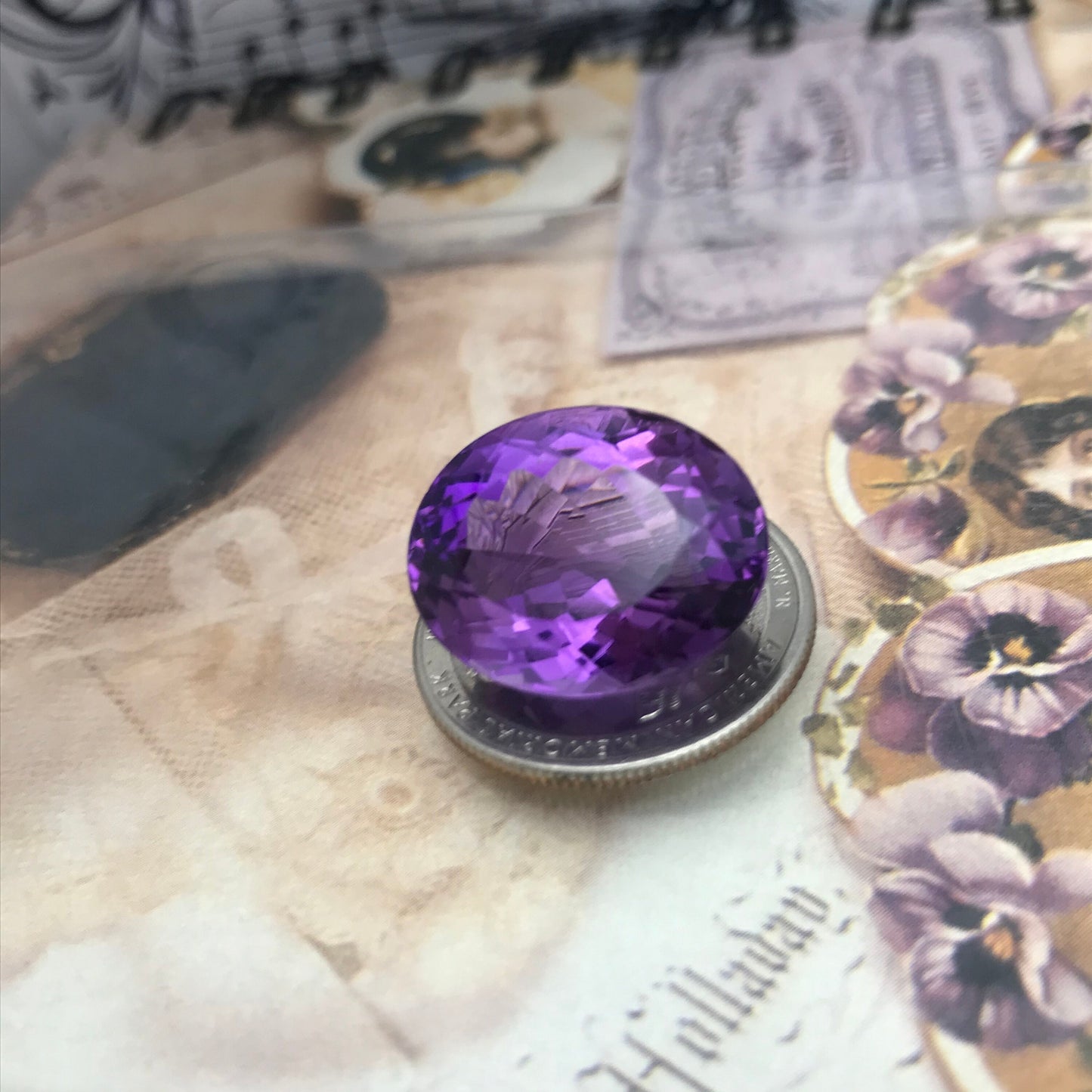 24.5 Carat Purple Amethyst 20.5x16mm Oval, Nice Cut Loose Gem Reclaimed/Recycled Gemstone Faceted For Gold Jewelry February Birthstone Large