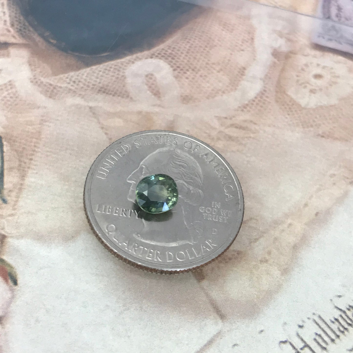 1.21 carat Natural Green Sapphire, 6x5.7mm Oval Cut Bluish Green Mermaid Sapphire