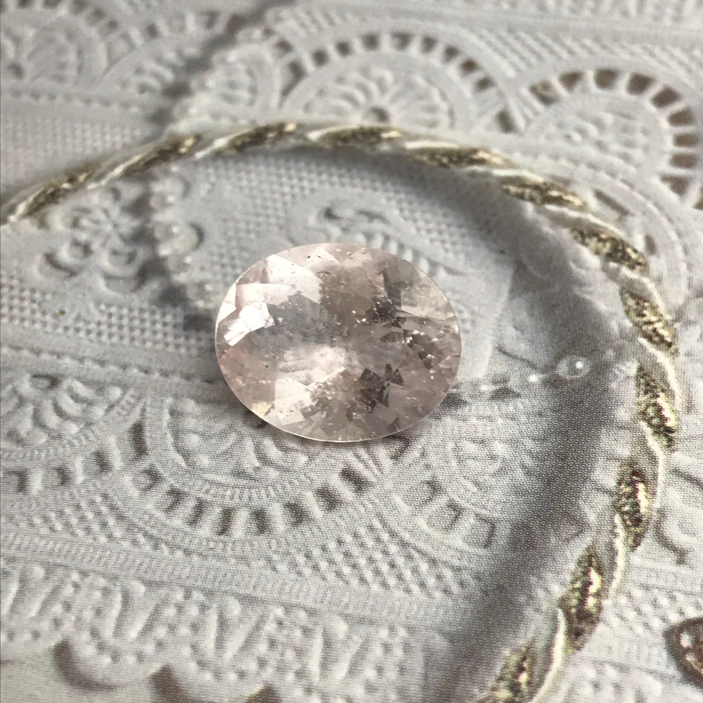 5.9 Ct Light Pink Morganite 14.4x11.5 mm Oval Cut, Unheated Pink Beryl, Faceted Loose Blush Stone