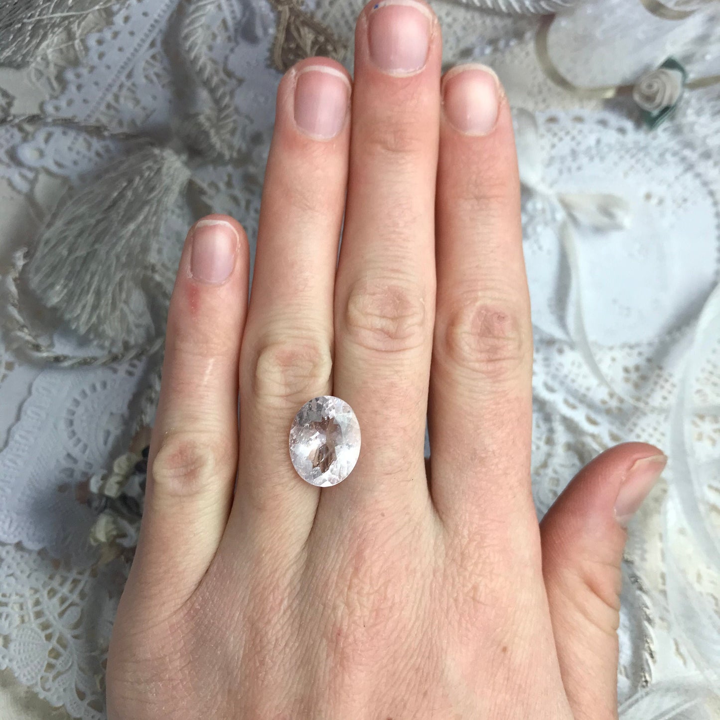 5.9 Ct Light Pink Morganite 14.4x11.5 mm Oval Cut, Unheated Pink Beryl, Faceted Loose Blush Stone