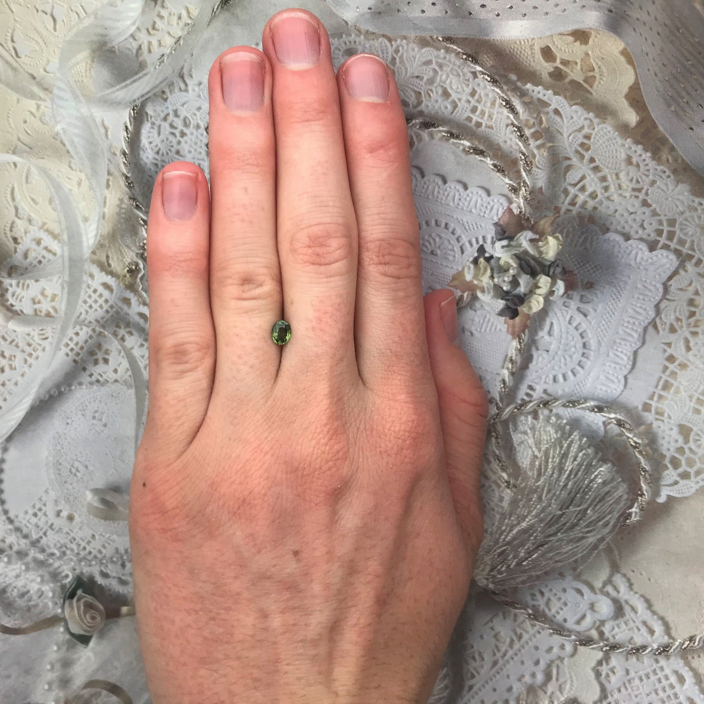 Natural Green Sapphire 5.4 x 4.1 Oval Cut 0.55 carat Corundum Faceted Loose Unmounted Gemstone Earth Mined Genuine Stone Yellowish Green