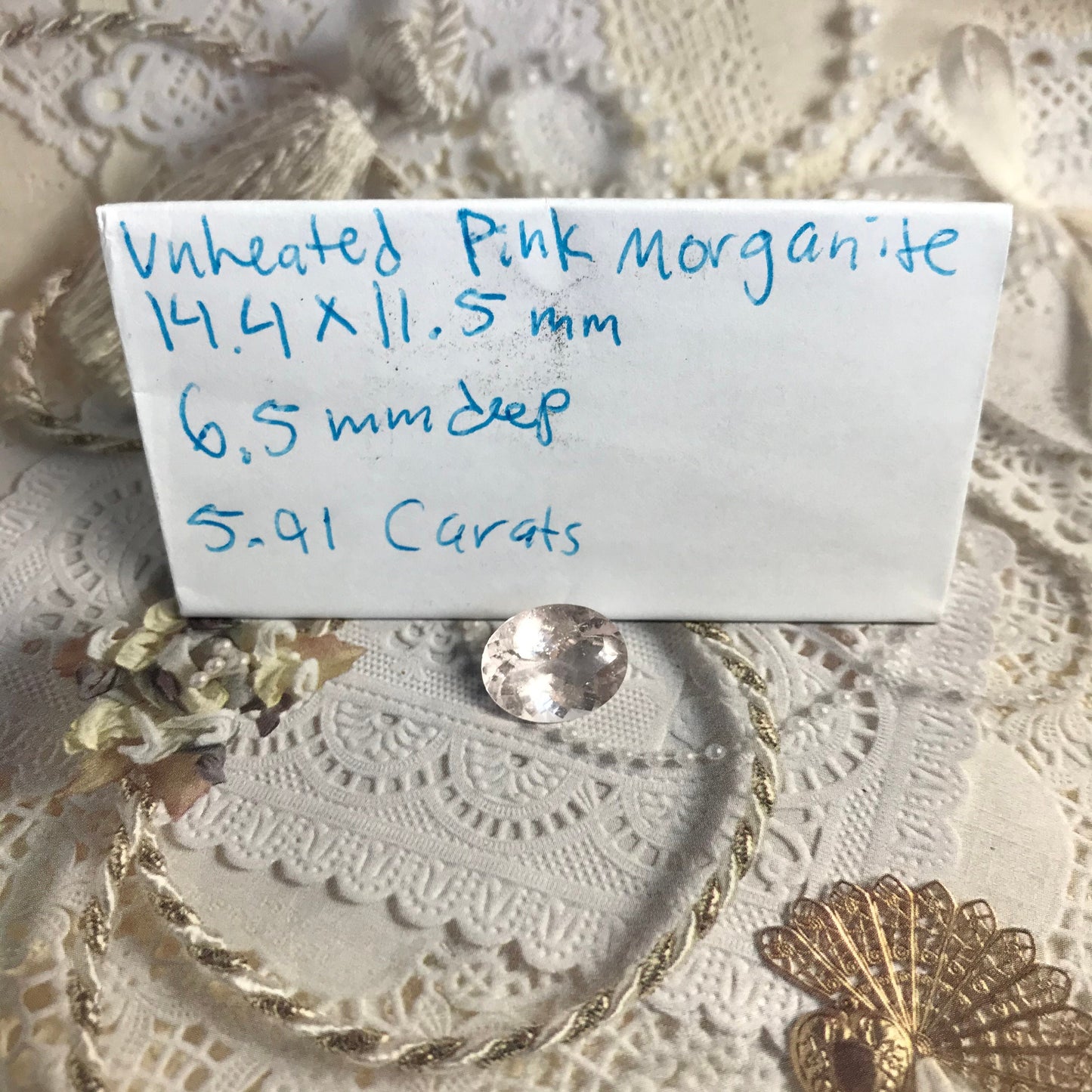 5.9 Ct Light Pink Morganite 14.4x11.5 mm Oval Cut, Unheated Pink Beryl, Faceted Loose Blush Stone