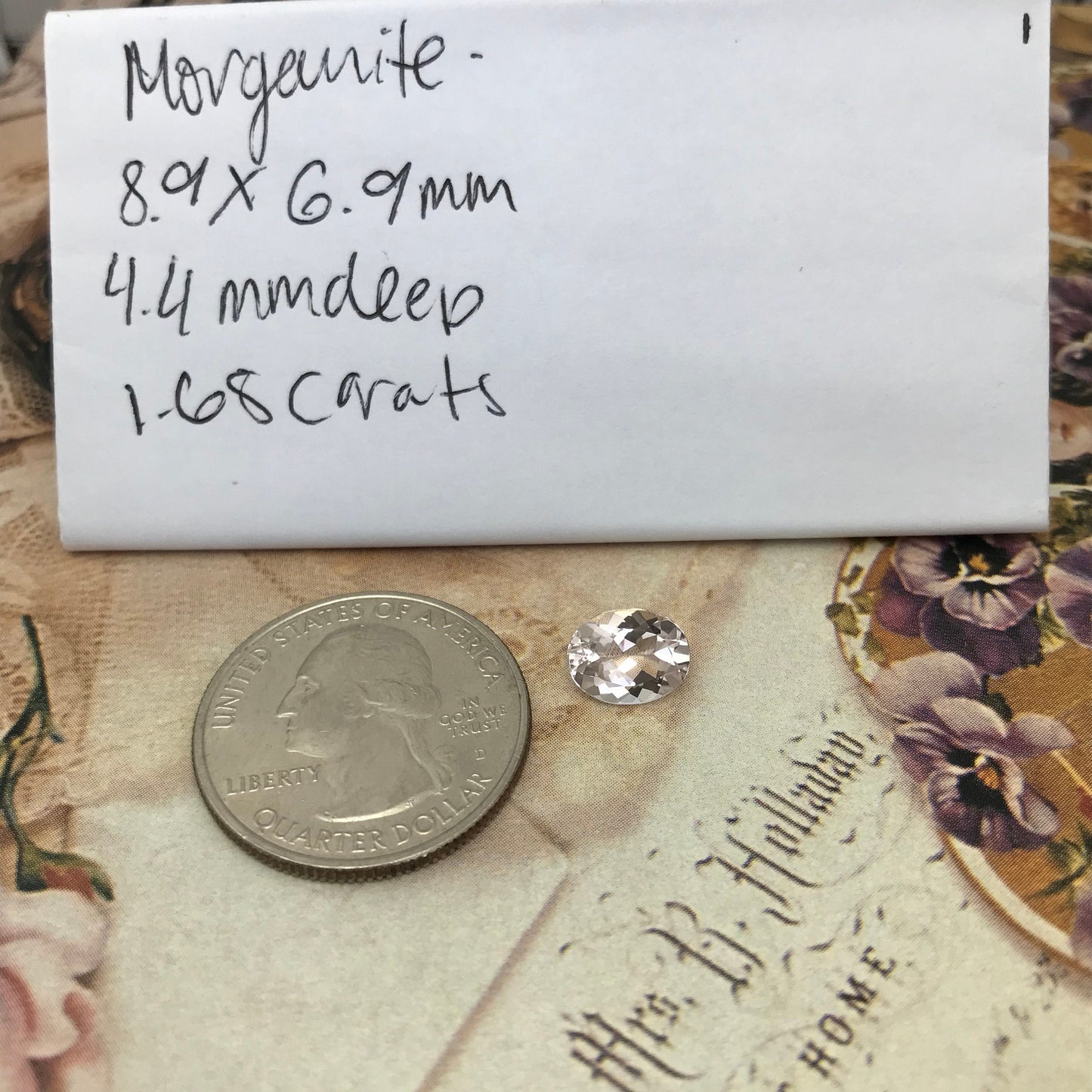 Light Pink Morganite 1.68 cts 9x7mm Oval Cut Light Peach Pink Faceted Gem Loose Beryl Gemstone Unmounted Stone 7x9mm US Seller Flowing Gems