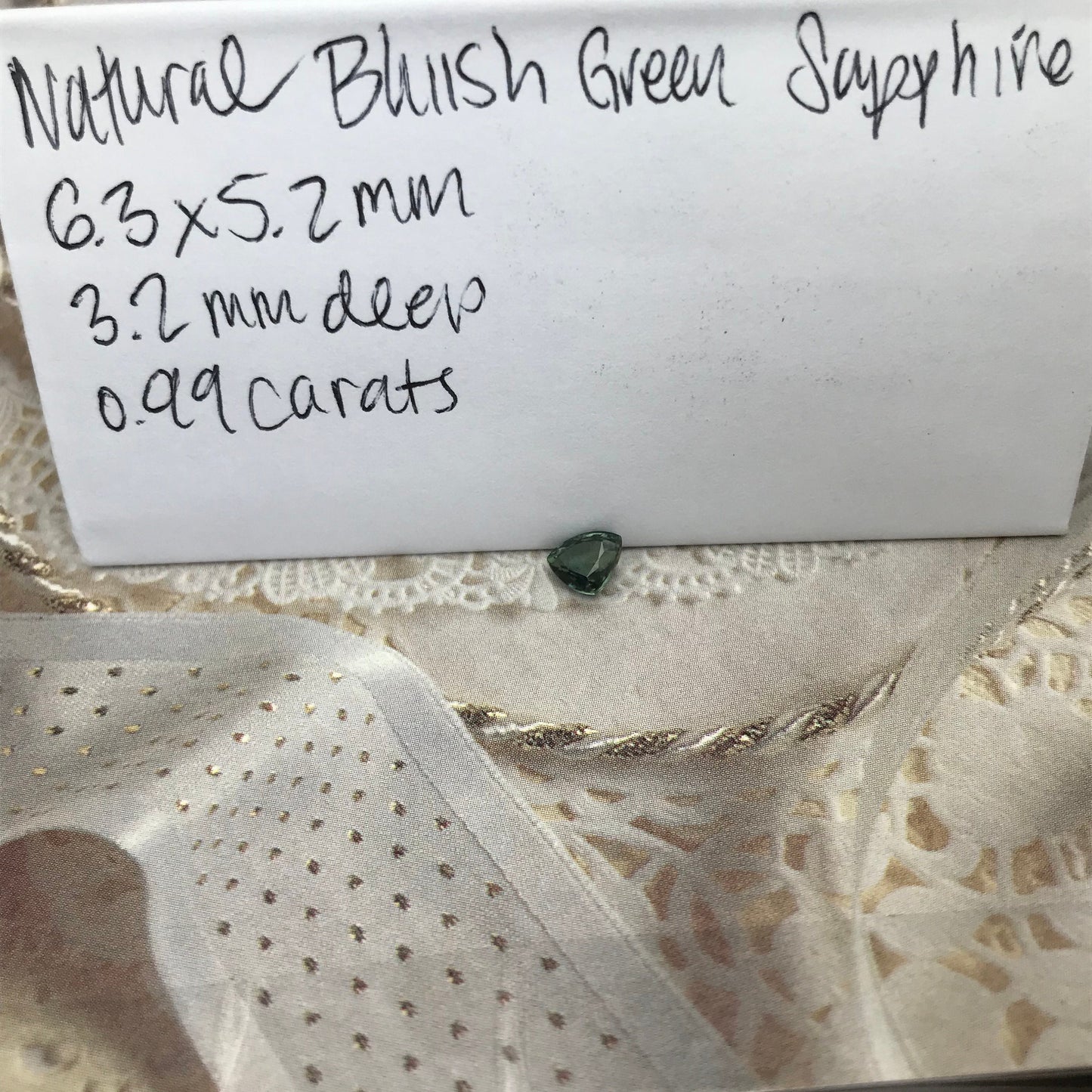 Natural Bluish Green Sapphire 6.3 x 5.2 mm 0.99 Carat Gemstone Trillion Cut Corundum Gem Faceted Loose Unmounted