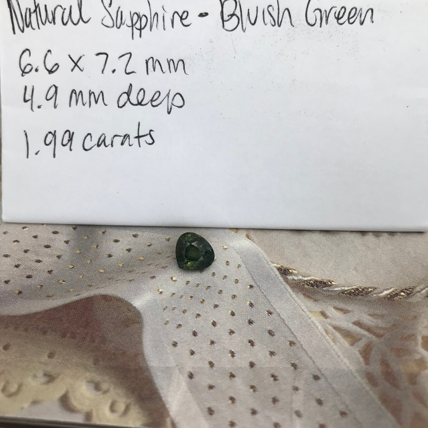 Natural Sapphire 6.6x7.2mm Fat Pear Cut 2 carat Bluish Green Corundum Faceted Loose Unmounted Gemstone Earth Mined Genuine Stone