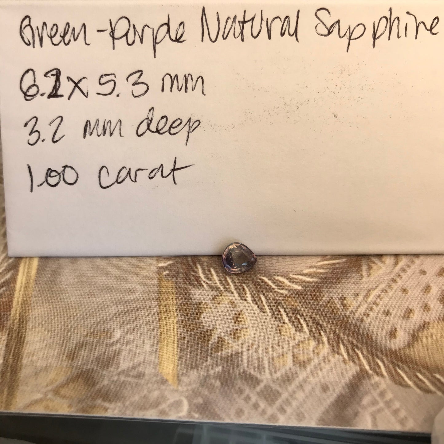 Bi-Color Natural Sapphire 6.2x5.3 mm 1 Carat - Green Purple Sapphire Loose Gemstone - Pear Corundum Gem Faceted Unmounted