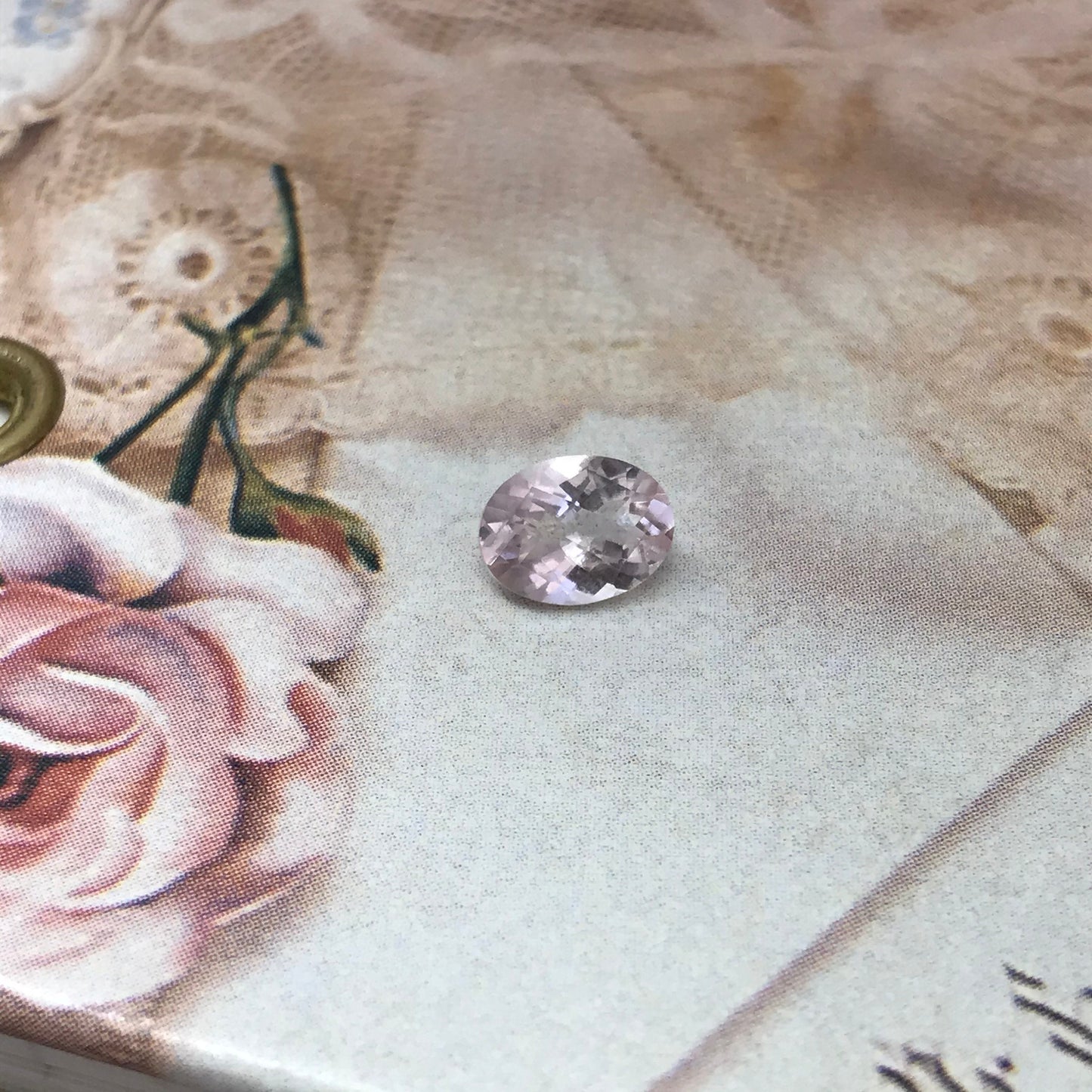 8x6mm Morganite 1.11 Carat Oval Checkerboard Cut Peachy Pink Color Beryl For Engagement Ring Faceted Loose