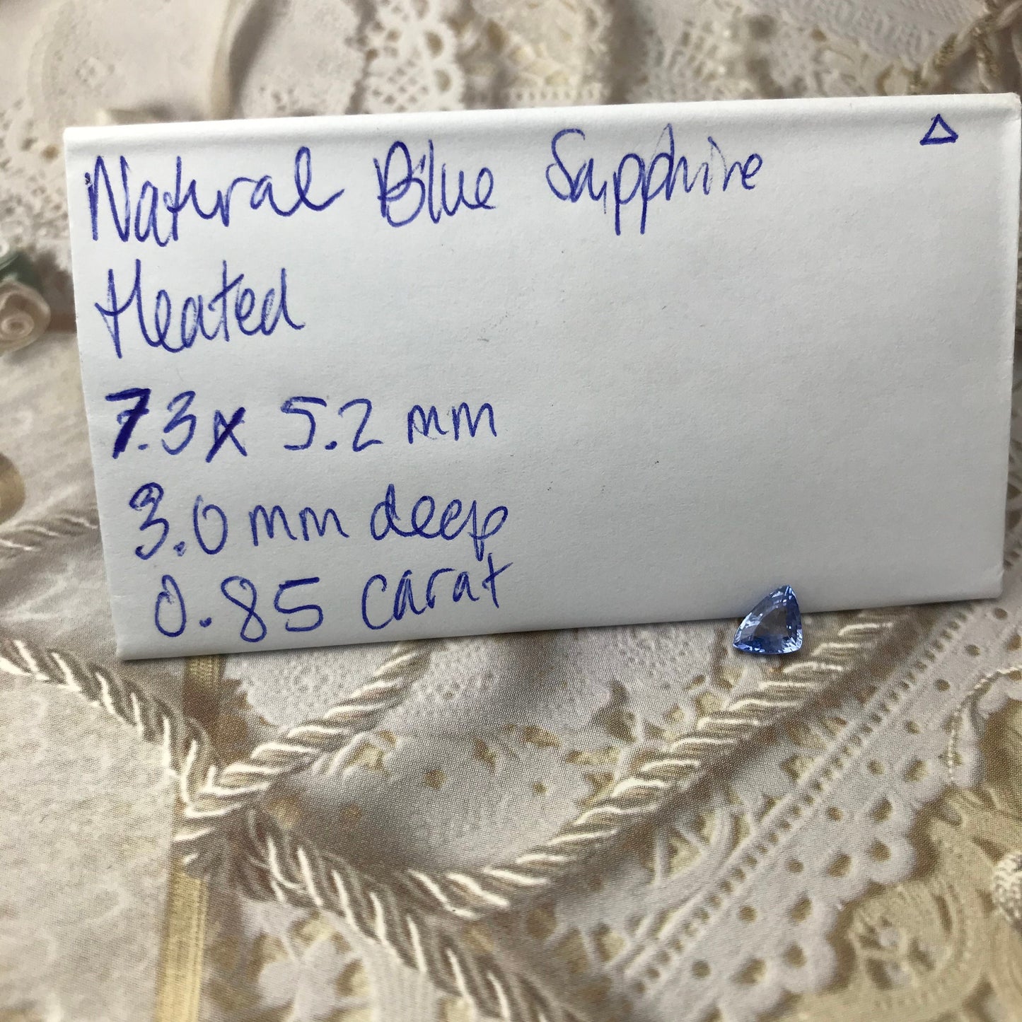 Natural Medium Light Blue Sapphire 7.3x5.2mm Trillion Triangle 0.85 carat Corundum Gem Faceted Loose Unmounted Gemstone Heated Sapphire