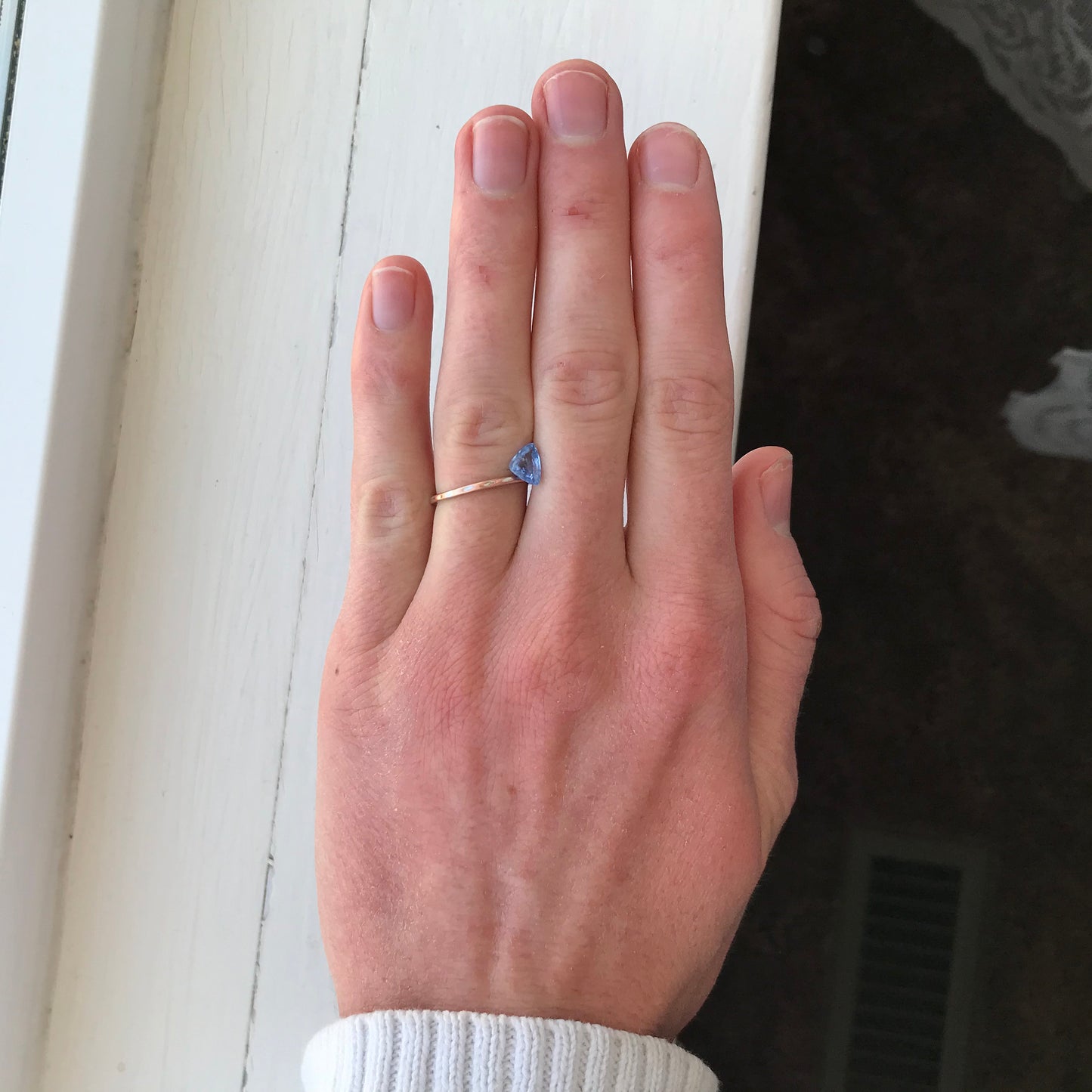 Natural Medium Light Blue Sapphire 7.3x5.2mm Trillion Triangle 0.85 carat Corundum Gem Faceted Loose Unmounted Gemstone Heated Sapphire