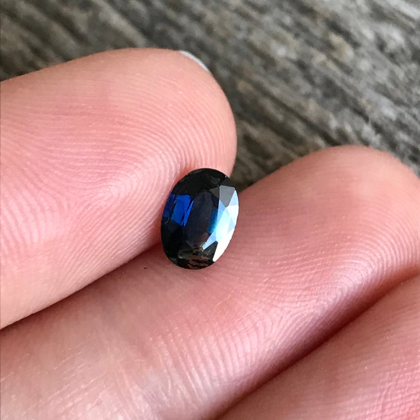 7x5mm Natural Deep Blue Sapphire Oval 0.92 carat, Reclaimed Gem, Faceted Loose Greenish Blue Sapphire, Heated, Ethically Sourced Gemstone ct