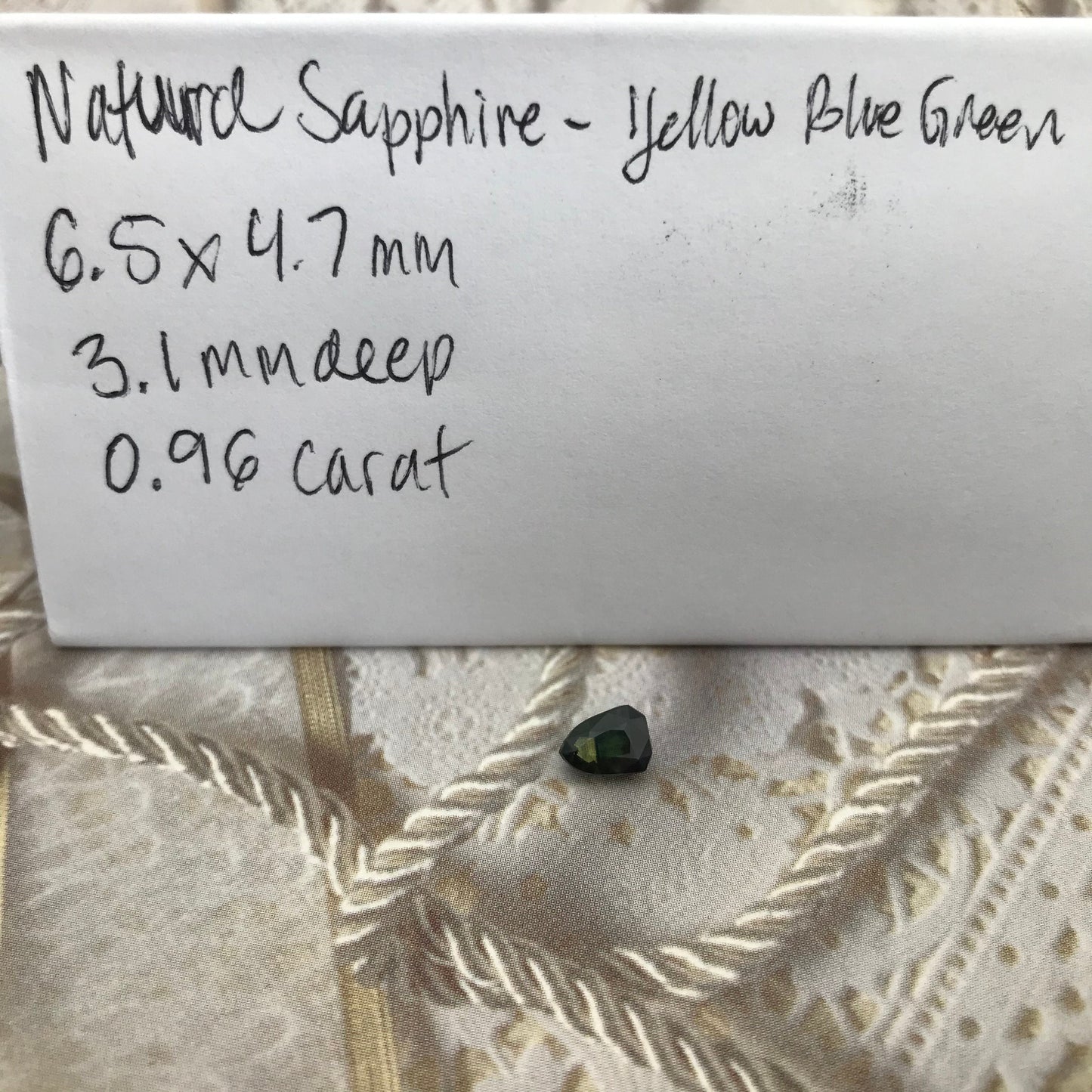 Natural Sapphire 6.5 x4.7 mm Fancy Shield Cut 0.96 Carats Faceted Loose Unmounted Gemstone Dark Blue Green Yellow Parti Sapphire