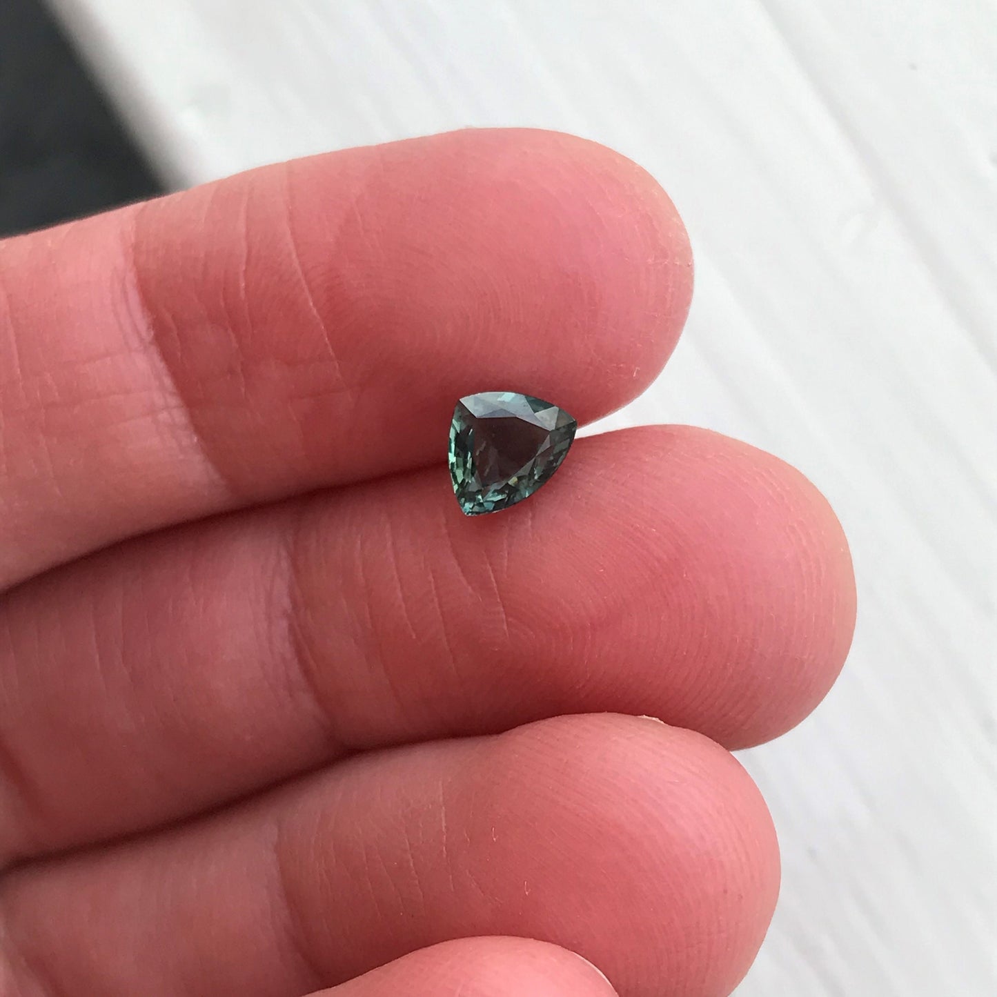 Natural Bluish Green Sapphire 6.3 x 5.2 mm 0.99 Carat Gemstone Trillion Cut Corundum Gem Faceted Loose Unmounted