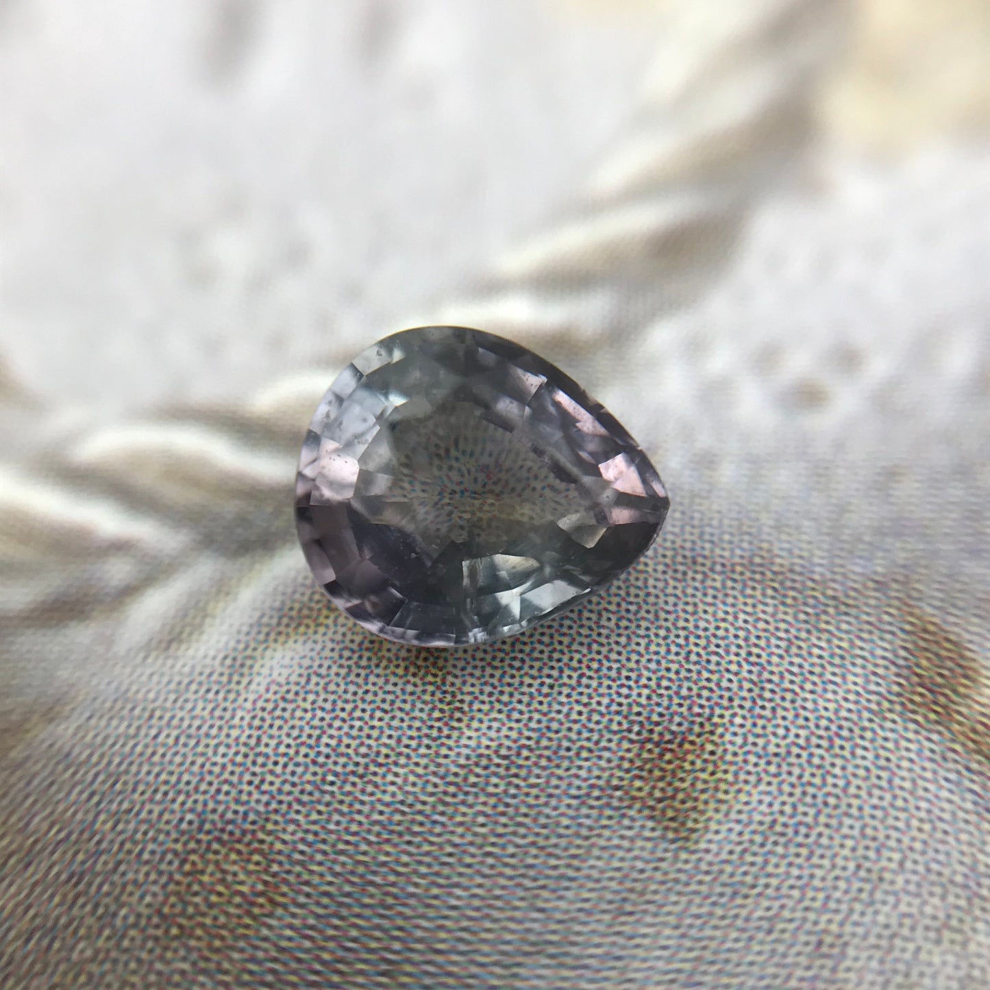 Bi-Color Natural Sapphire 6.2x5.3 mm 1 Carat - Green Purple Sapphire Loose Gemstone - Pear Corundum Gem Faceted Unmounted
