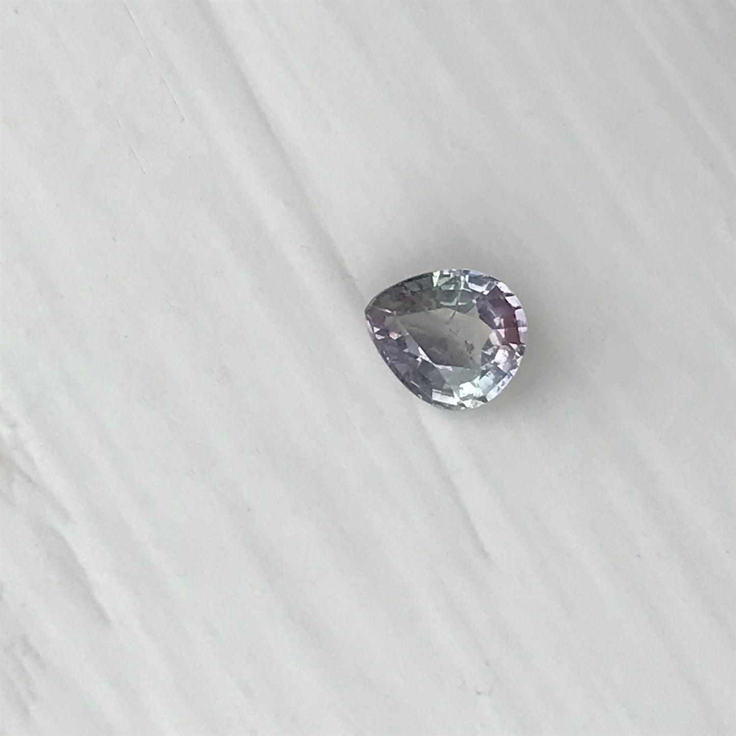 Bi-Color Natural Sapphire 6.2x5.3 mm 1 Carat - Green Purple Sapphire Loose Gemstone - Pear Corundum Gem Faceted Unmounted