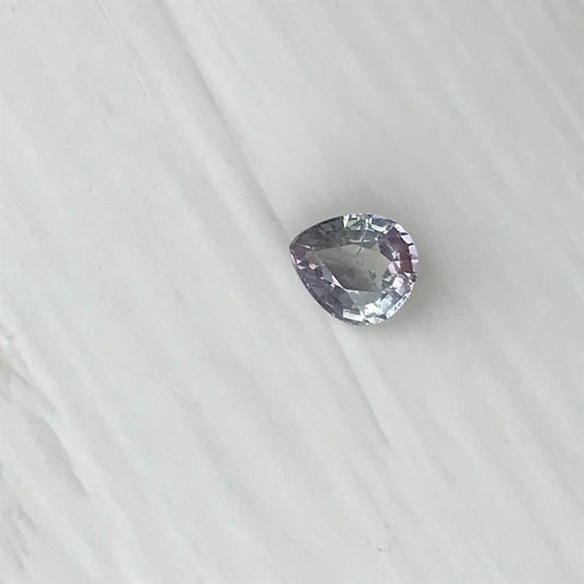 Bi-Color Natural Sapphire 6.2x5.3 mm 1 Carat - Green Purple Sapphire Loose Gemstone - Pear Corundum Gem Faceted Unmounted