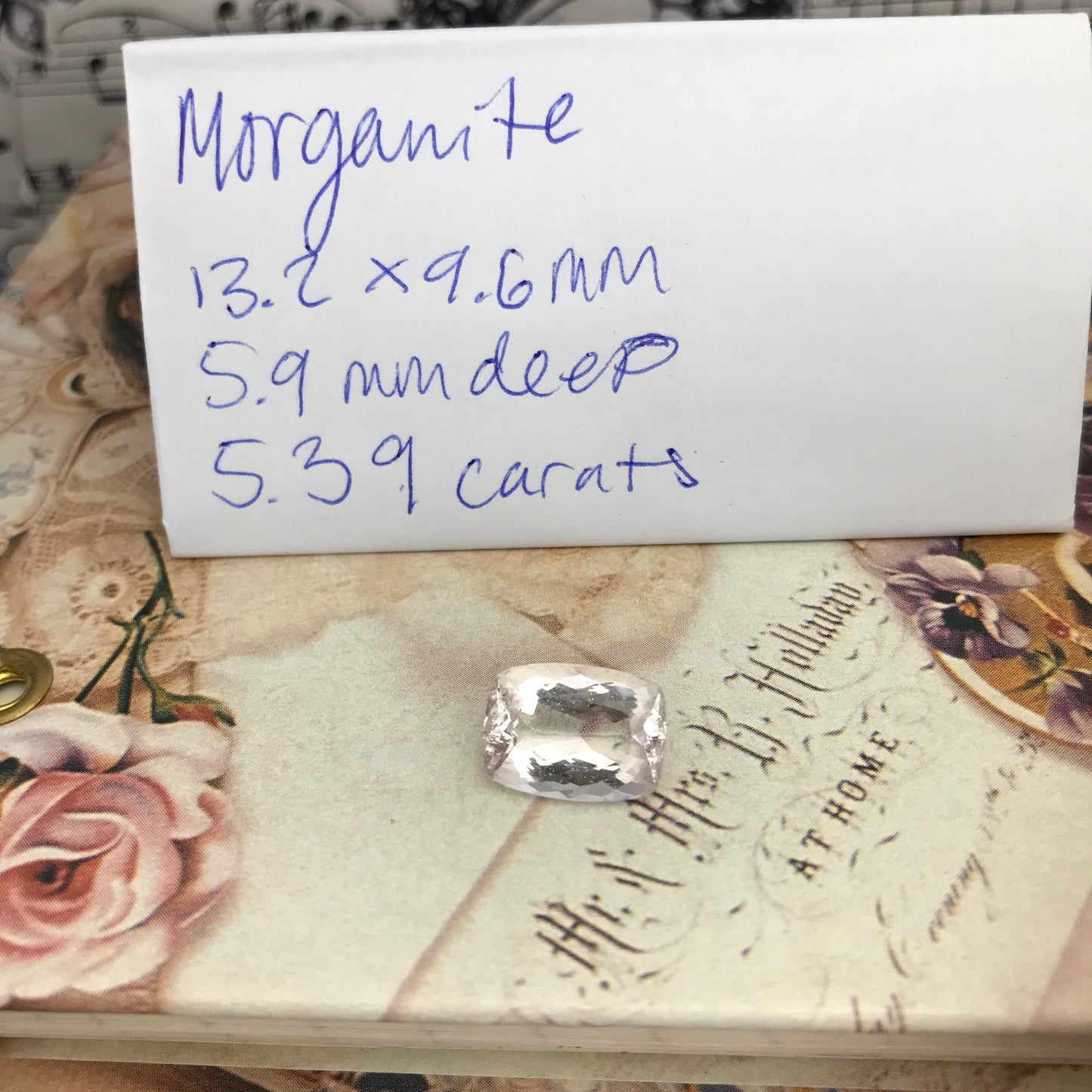 Morganite 13.2x9.6mm 5.39 Carat Rectangle Cushion Cut Light Pink Loose Gem Faceted Unmounted Gemstone