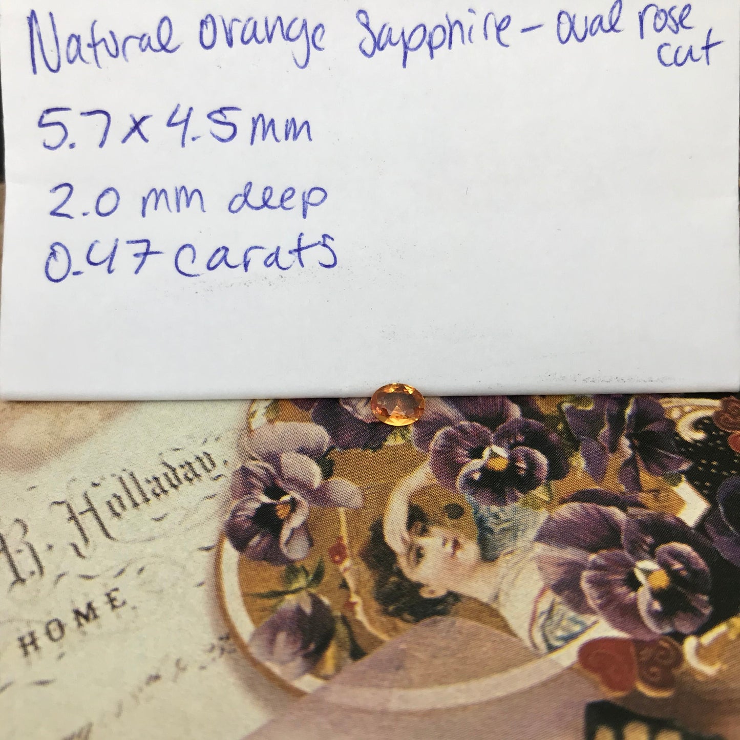 Natural Orange Sapphire 5.7x4.5mm 0.47 Carats Rose-Cut Oval Cut Faceted Gem Loose Unmounted Gemstone Earth Mined Beryllium Treated