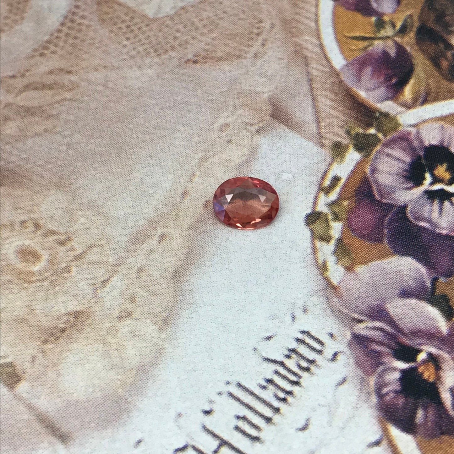 Natural Reddish Orange Sapphire 6x4.7mm 0.45 Carats Rose-Cut Oval Cut Faceted Gem Loose Unmounted Gemstone Earth Mined Beryllium Treated