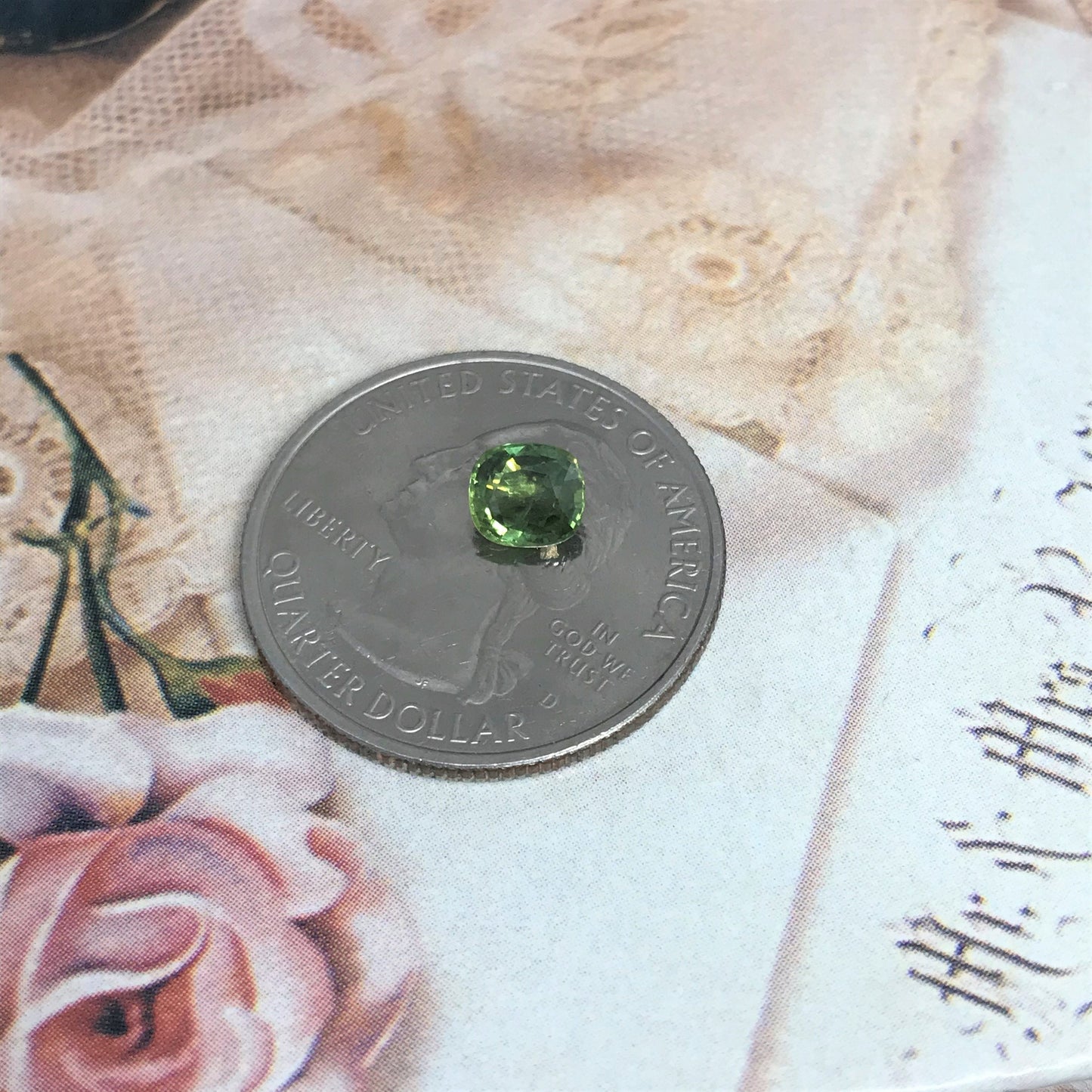 Natural Green Sapphire 0.94 carat 5.7x5mm Cushion Cut, Loose Gem Unmounted Gemstone Faceted Stone Yellowish Green Sapphire