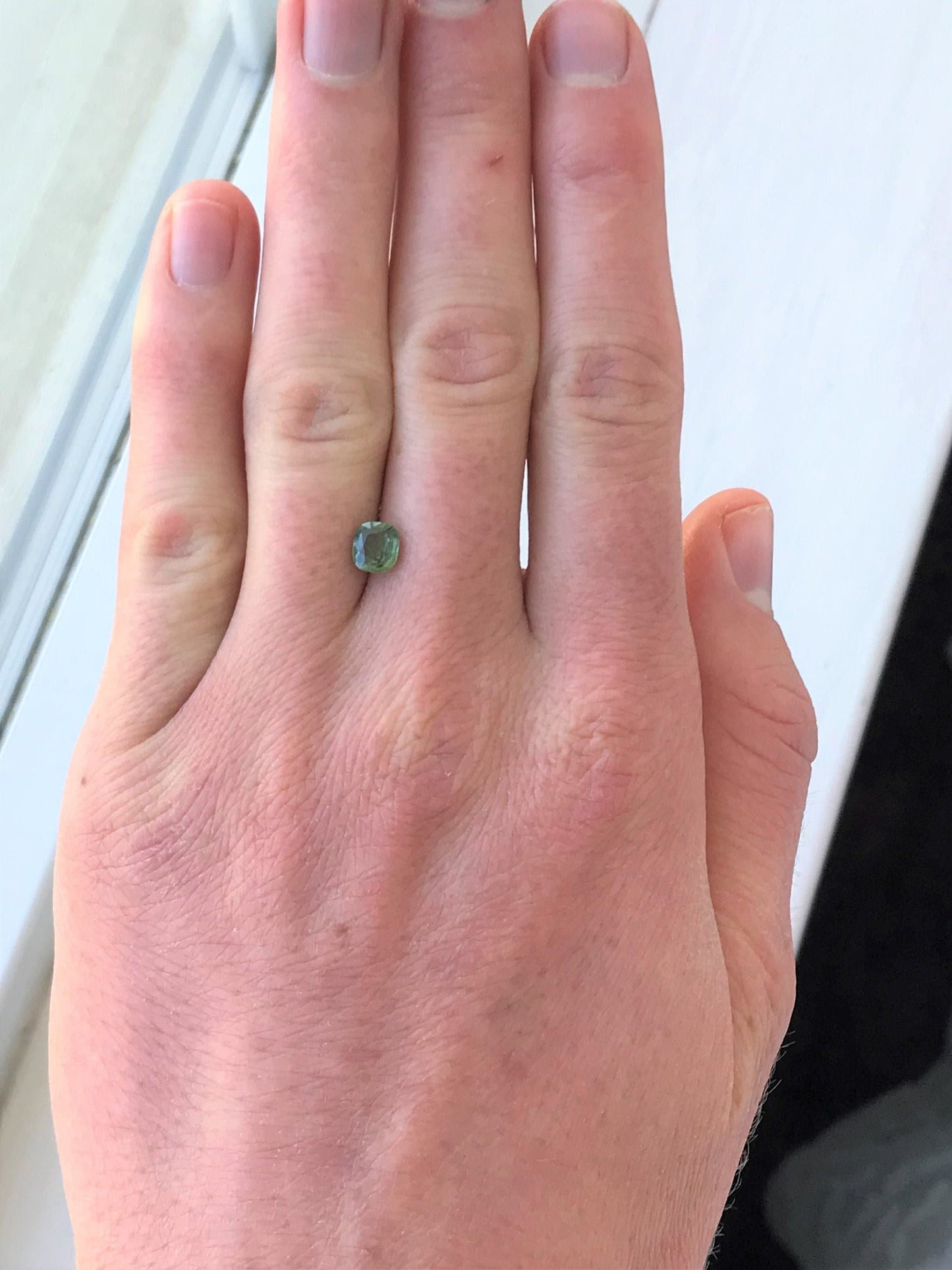 Natural Green Sapphire 0.94 carat 5.7x5mm Cushion Cut, Loose Gem Unmounted Gemstone Faceted Stone Yellowish Green Sapphire