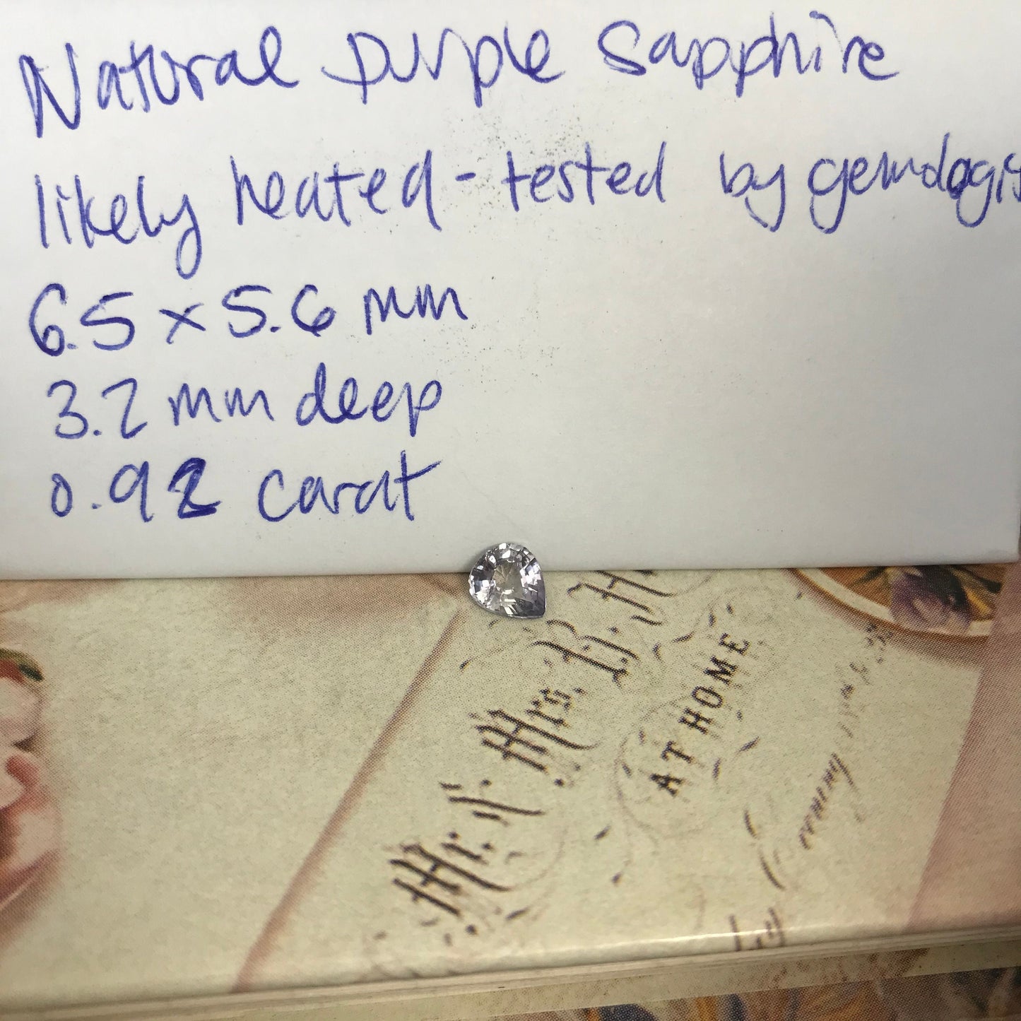 Natural Lavender Purple Sapphire 0.92 carat 6.5 x 5.5 mm Pear Cut, Faceted Loose Gemstone Light Purple Unmounted Gem