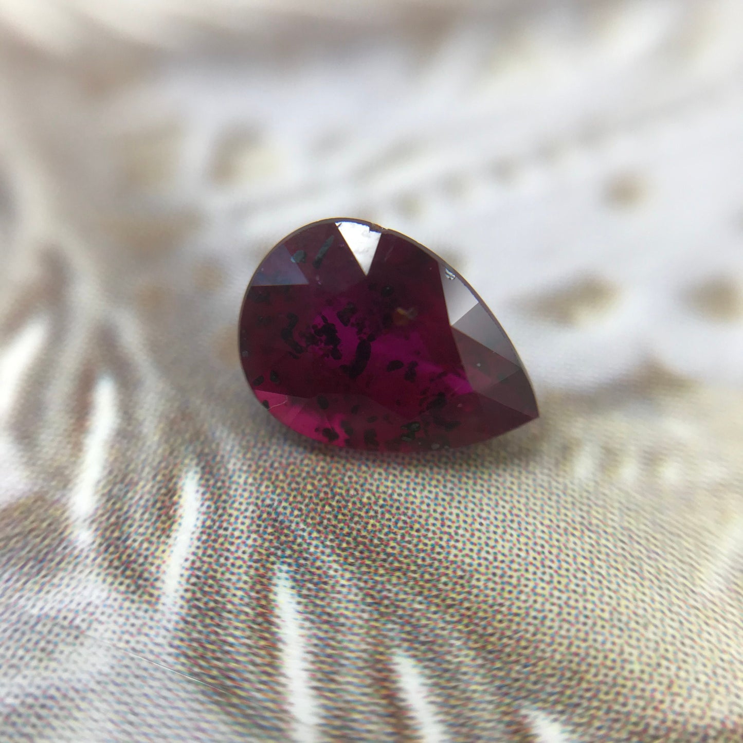 0.98 Carat Natural Ruby Heated with Residues 7x5mm Pear Cut Gemstone Loose Faceted Corundum July Birthstone Treated Ruby