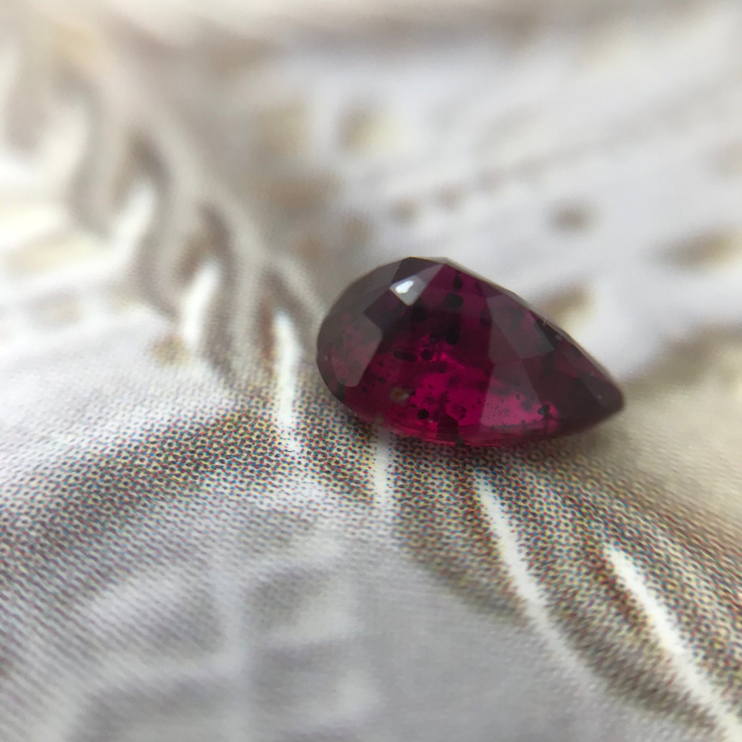 0.98 Carat Natural Ruby Heated with Residues 7x5mm Pear Cut Gemstone Loose Faceted Corundum July Birthstone Treated Ruby