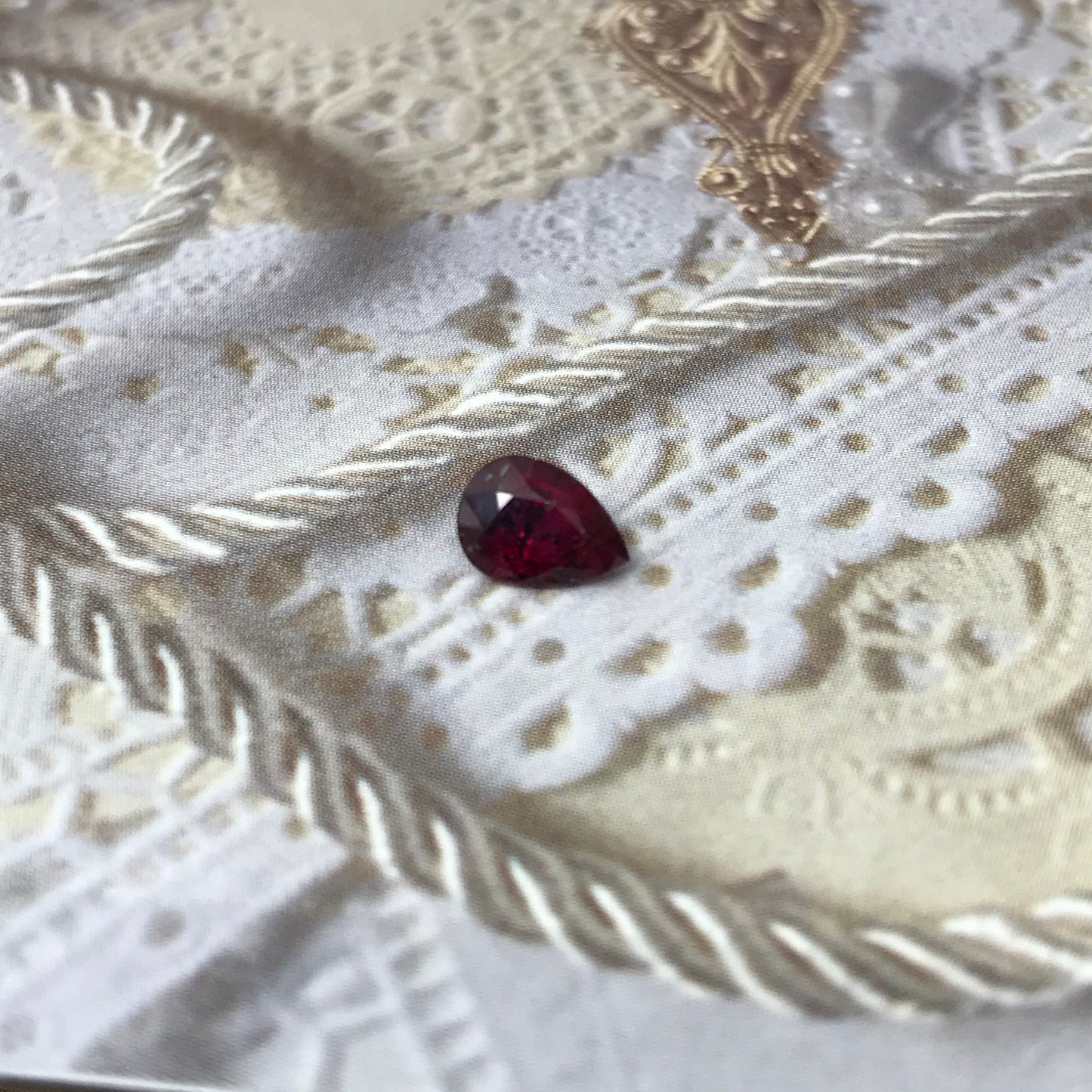 0.98 Carat Natural Ruby Heated with Residues 7x5mm Pear Cut Gemstone Loose Faceted Corundum July Birthstone Treated Ruby