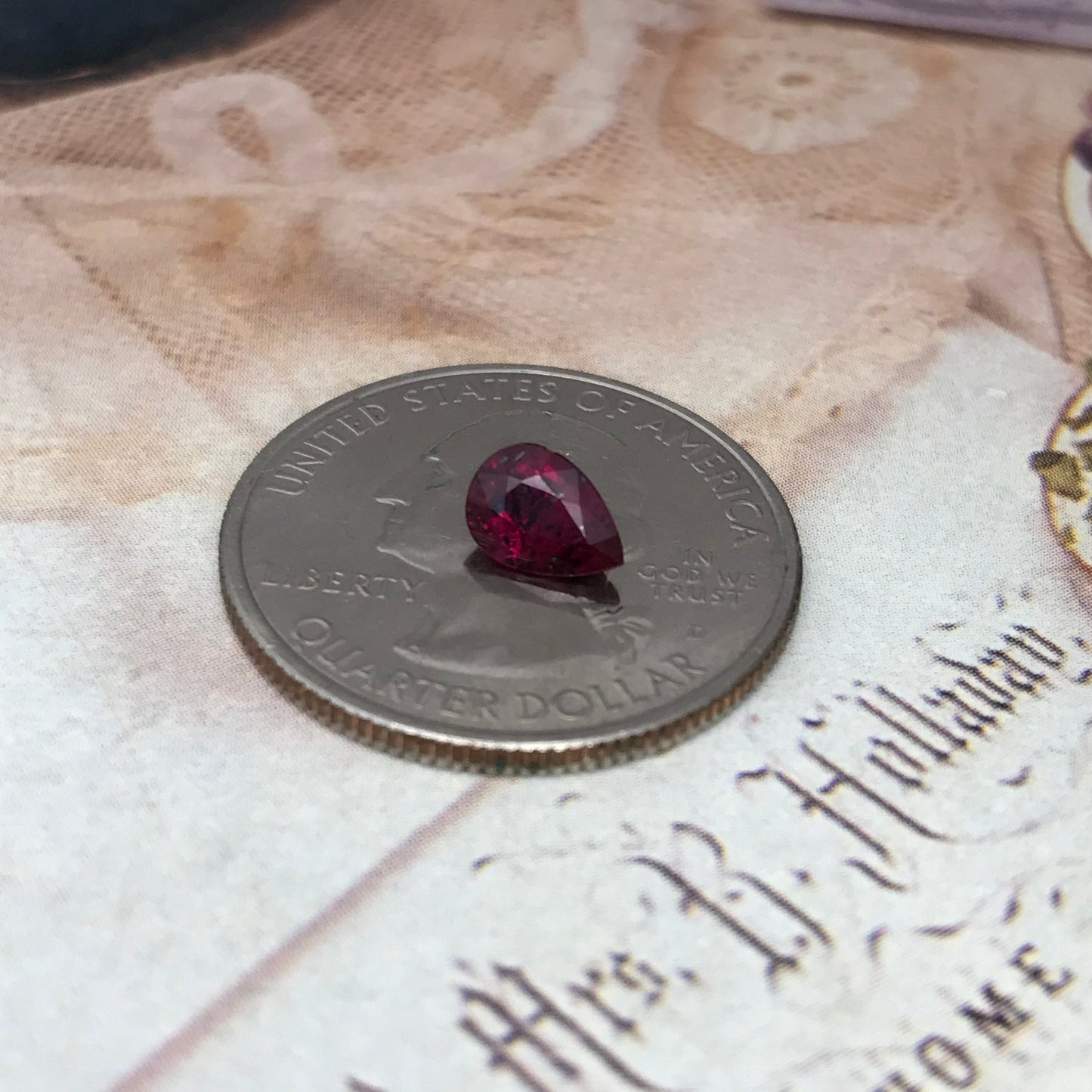 0.98 Carat Natural Ruby Heated with Residues 7x5mm Pear Cut Gemstone Loose Faceted Corundum July Birthstone Treated Ruby