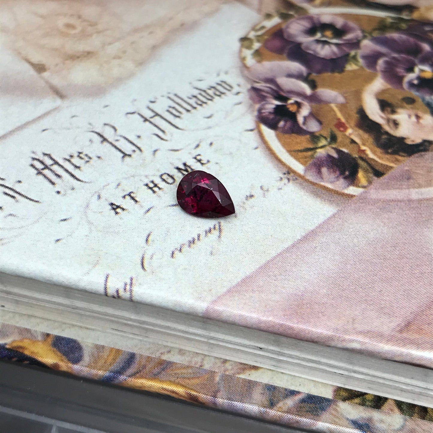 0.98 Carat Natural Ruby Heated with Residues 7x5mm Pear Cut Gemstone Loose Faceted Corundum July Birthstone Treated Ruby