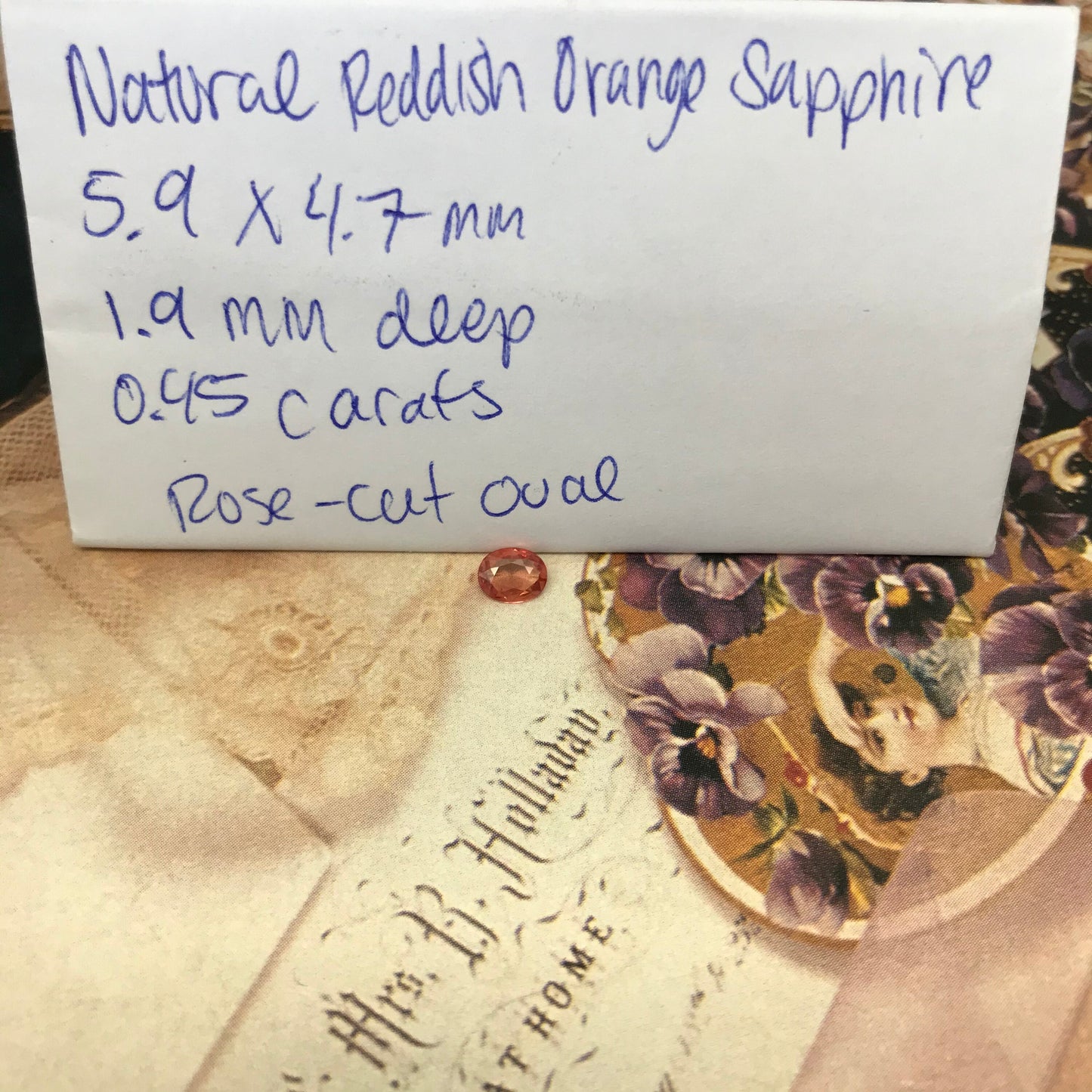 Natural Reddish Orange Sapphire 6x4.7mm 0.45 Carats Rose-Cut Oval Cut Faceted Gem Loose Unmounted Gemstone Earth Mined Beryllium Treated