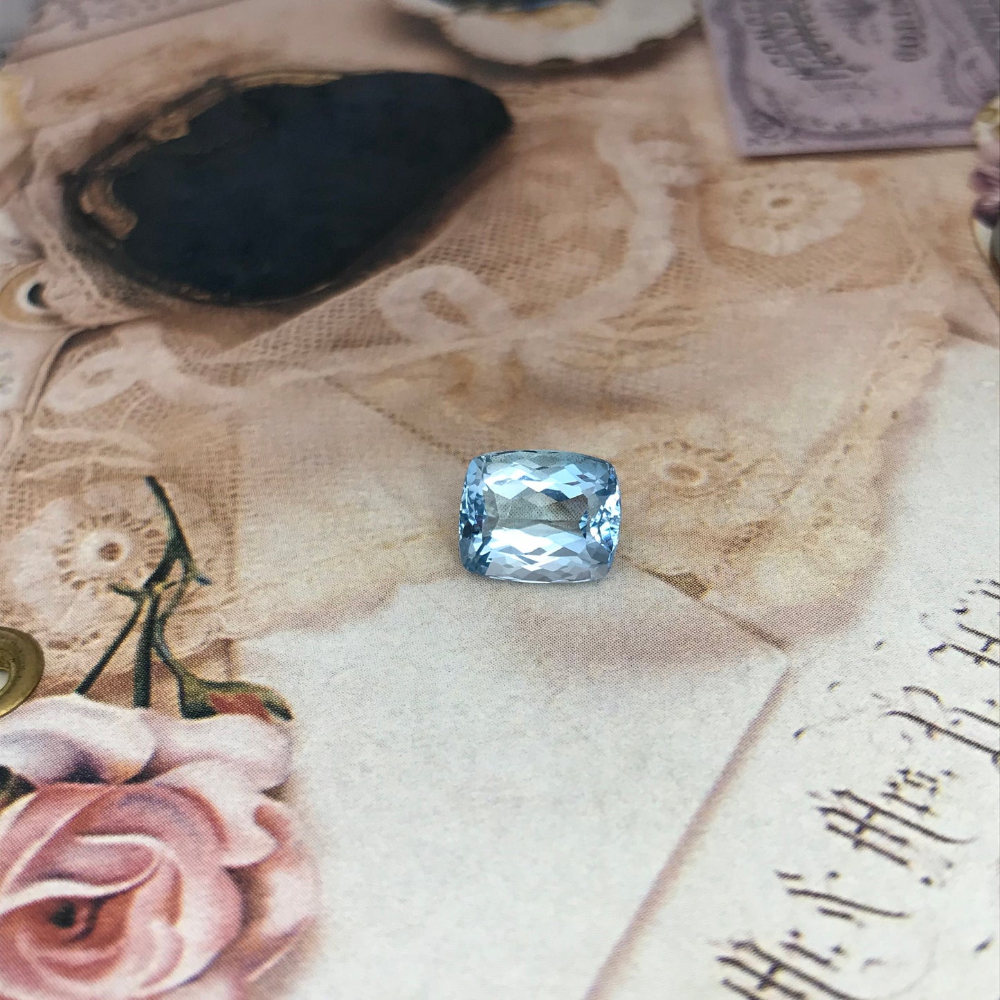 10.5x8.6mm Natural Blue Aquamarine 4.24 carats Light Blue Rectangle Cushion Cut Loose Faceted Gemstone Beryl March Birthstone