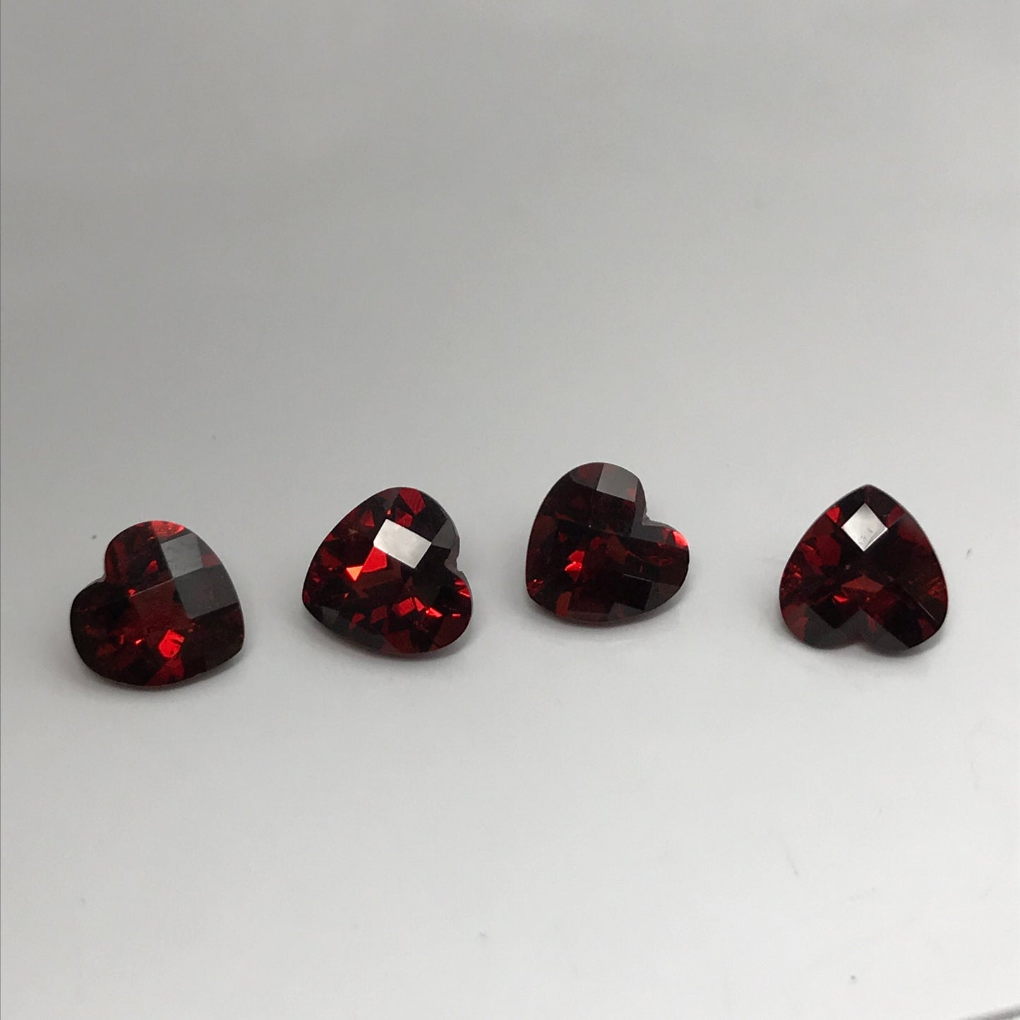 ONE 7mm Red Garnet Checkerboard Hear Cut, Approx 1.32-1.62 carat, Faceted Loose Reclaimed Gem