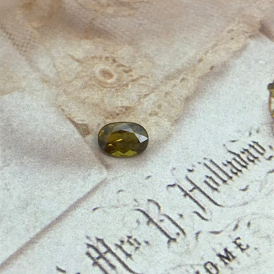 Greenish Yellow Sphene 1.03 Carat 7x5mm Oval Cut Loose Gem Unmounted Gemstone Earth Mined Stone