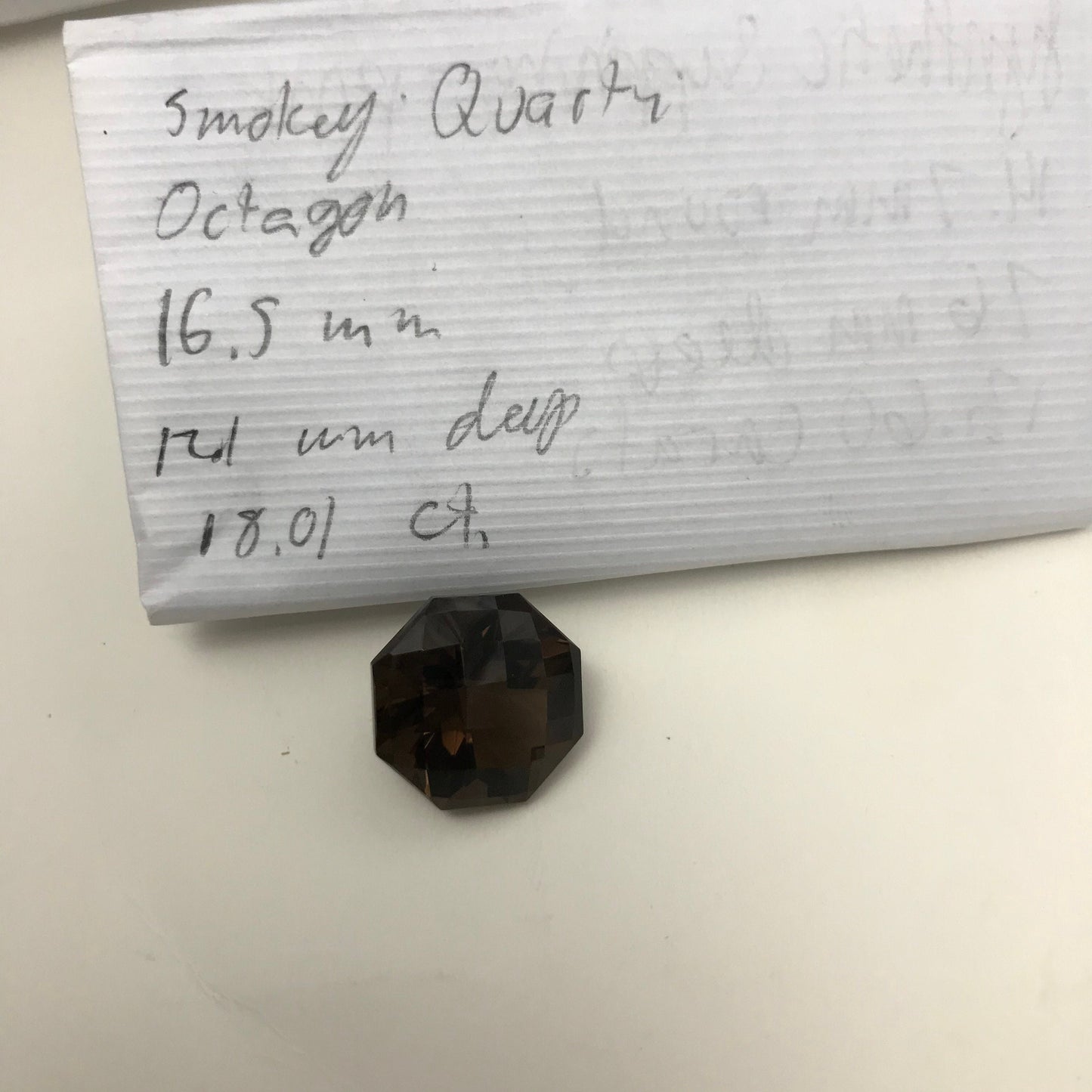 16.5mm Smoky Quartz 18 carat Octagon Checkerboard Cut, Faceted Loose Gemstone