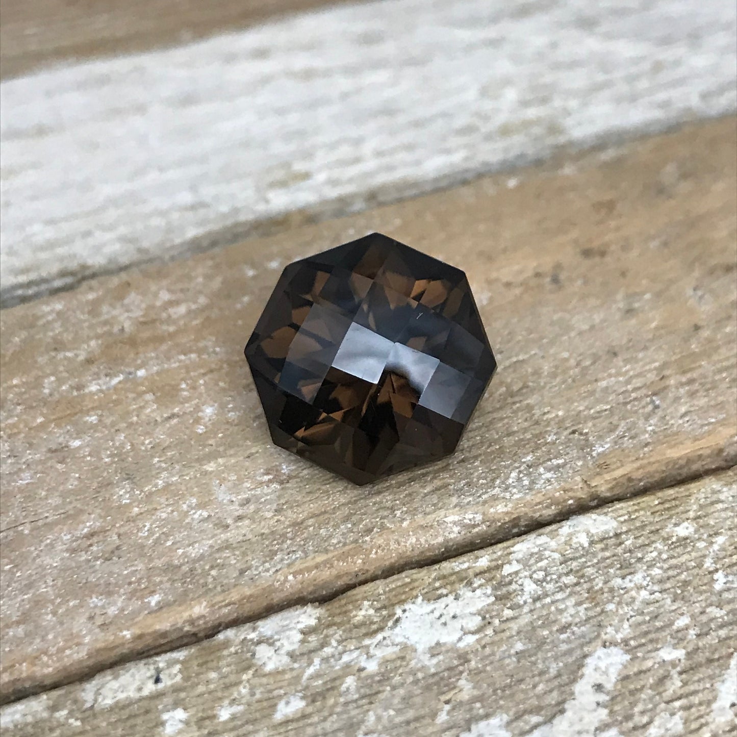 16.5mm Smoky Quartz 18 carat Octagon Checkerboard Cut, Faceted Loose Gemstone