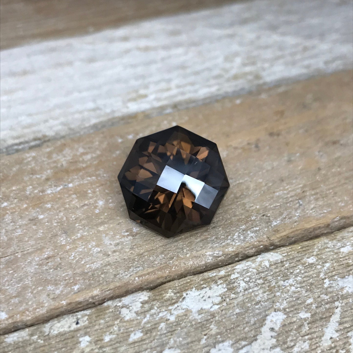 16.5mm Smoky Quartz 18 carat Octagon Checkerboard Cut, Faceted Loose Gemstone