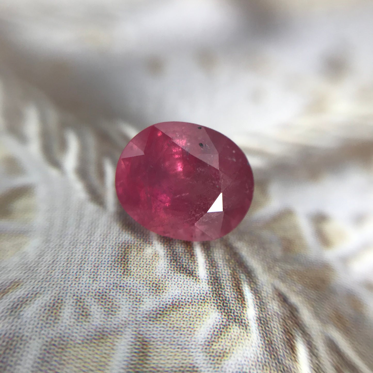 1.97 Carat Natural Pink Sapphire Heated with Residues 7.7x 6.5mm Oval Ruby or Fancy Color Sapphire