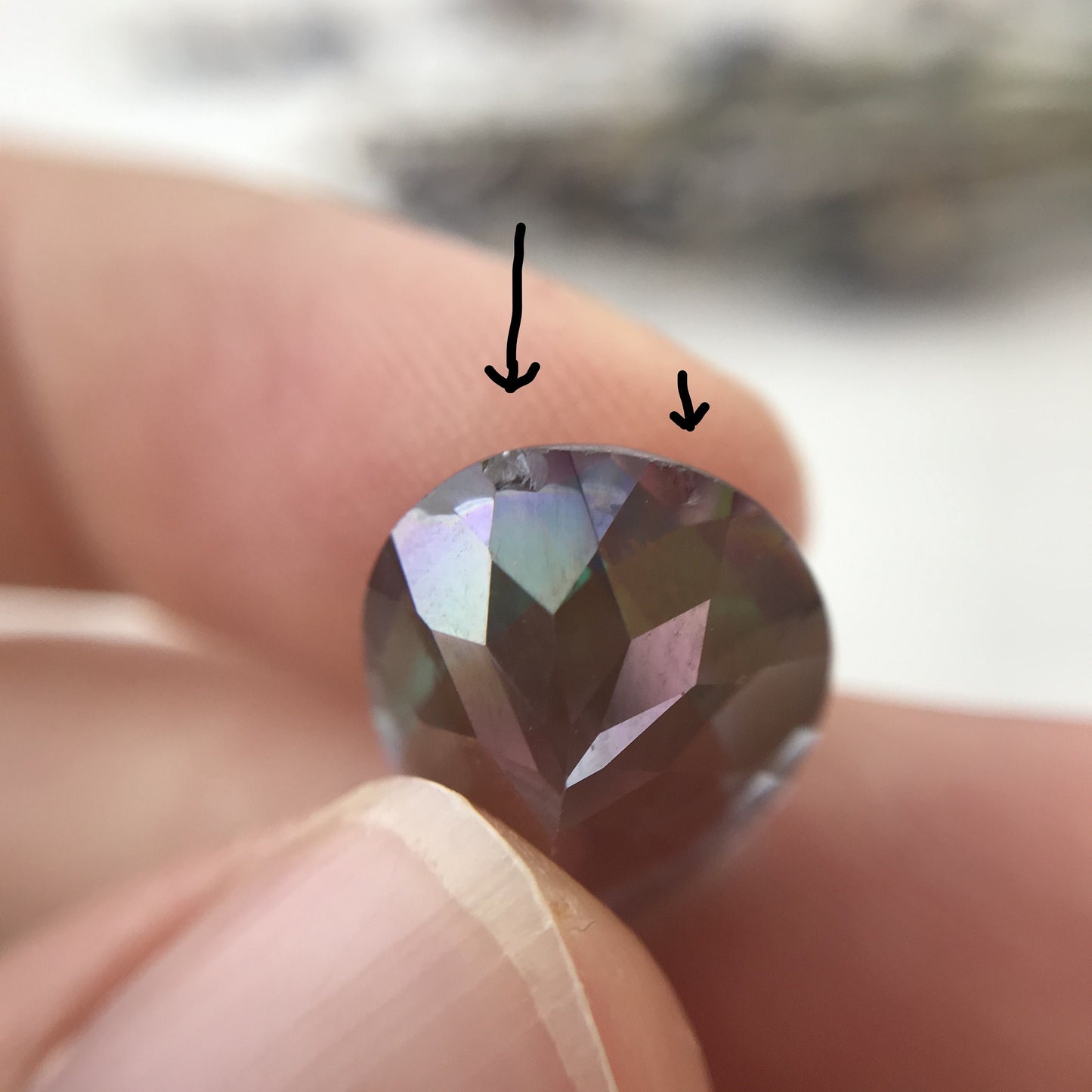 Mystic Topaz 8.38 carat 16x12mm Checkerboard Pear Cut, Faceted Loose Unmounted Multi Color